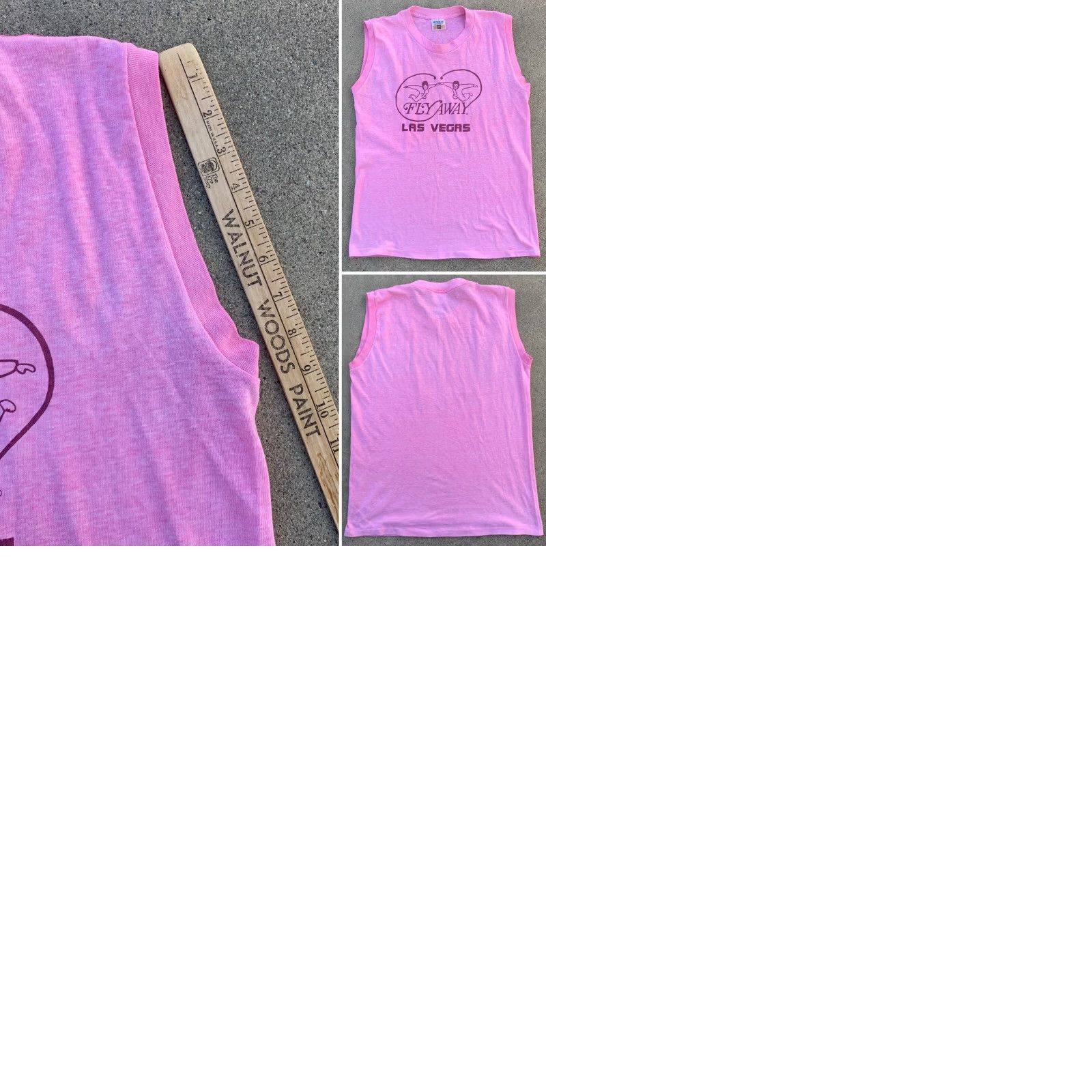 Vintage vintage Sunbelt Fly Away Las Vegas muscle tee pink sleeveless t shirt 80s 1980s XL Men graphic tee Size US XL / EU 56 / 4 - 9 Thumbnail