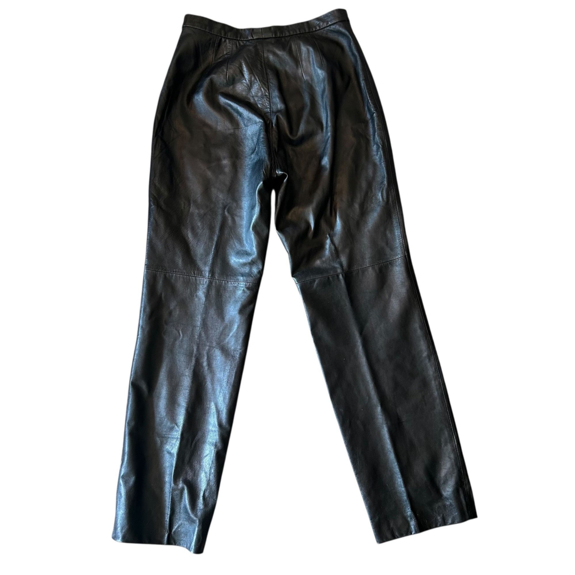 Vintage Vintage Jacqueline Ferrar Leather Straight Leg High Rise Edg Size 34" / US 12 / IT 48 - 2 Thumbnail