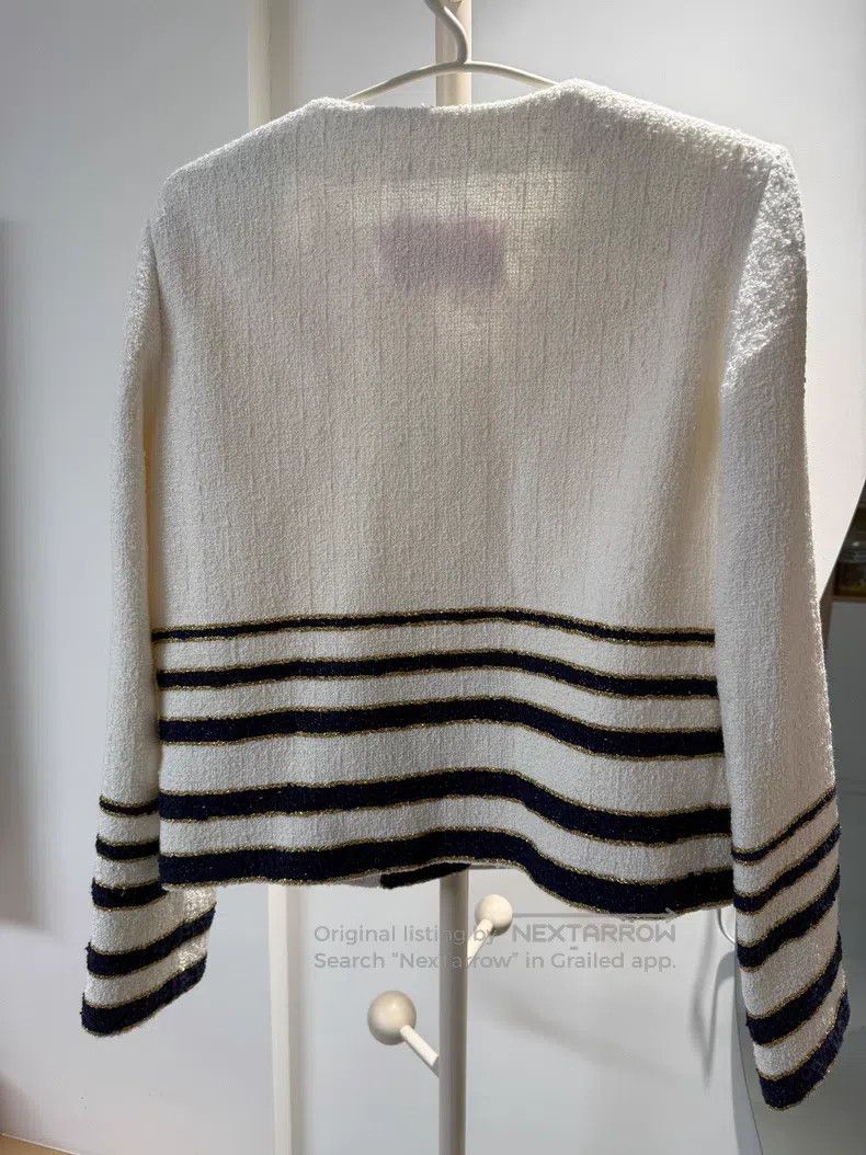 Valentino Valentino Blue and white striped gold women's coat Size L / US 10 / IT 46 - 2 Thumbnail