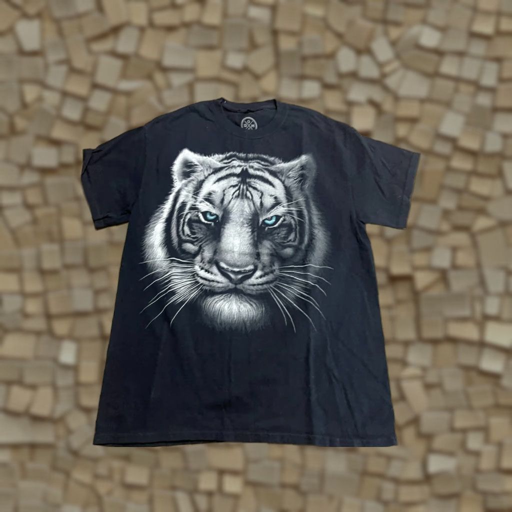 Vintage DOM Shirt Women's Medium Black Printed White Tiger Face Shirt Size M / US 6-8 / IT 42-44 - 1 Thumbnail