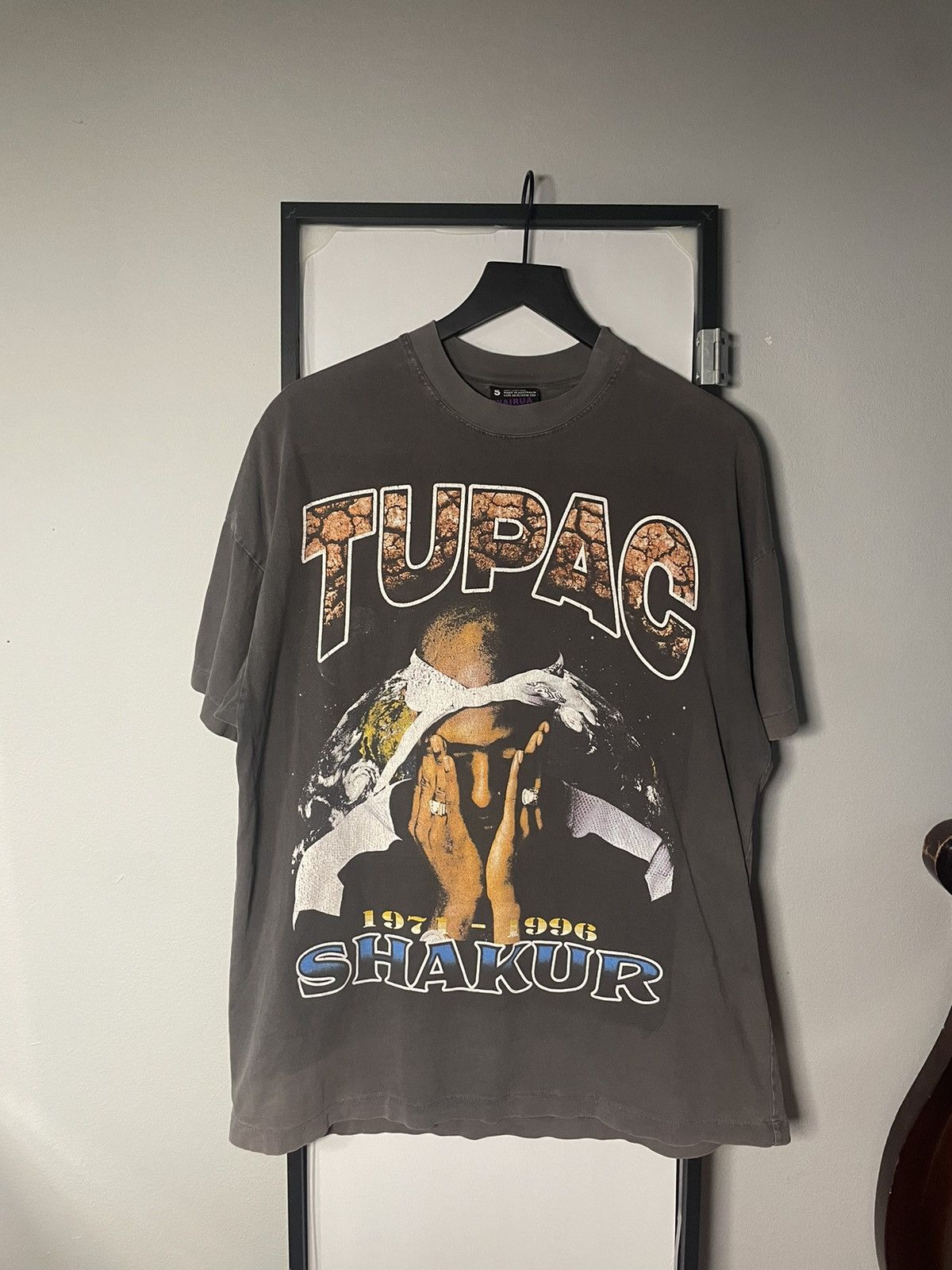 image of Bootleg Tupac Double Sided Tee in Grey, Men's (Size Small)