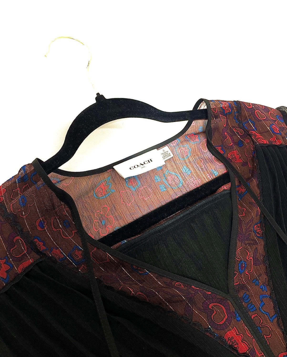 Coach Coach 1941 NWT Print Pleated Dress With Neck Tie Black Size XS / US 0-2 / IT 36-38 - 6 Thumbnail