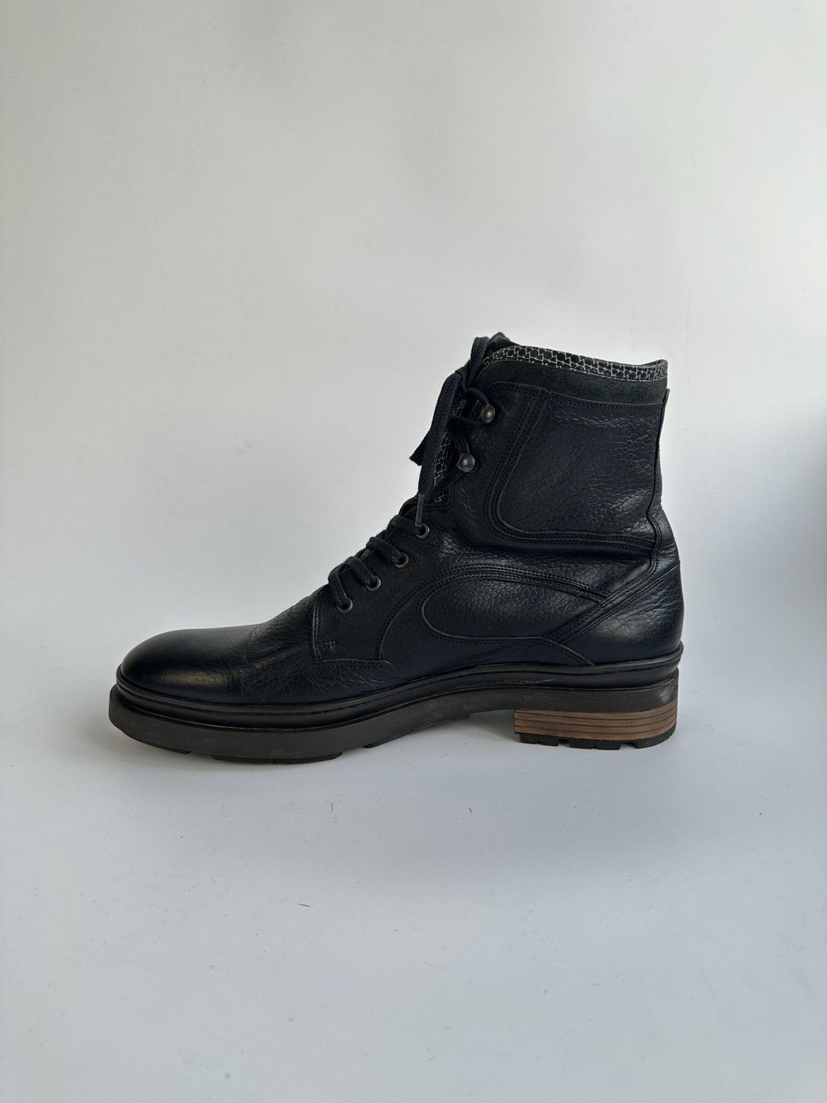 Floris van Bommel Floris van Bommel 10601 Black Leather Combat Boots Lace-up Size US 11 / EU 44 - 9 Thumbnail