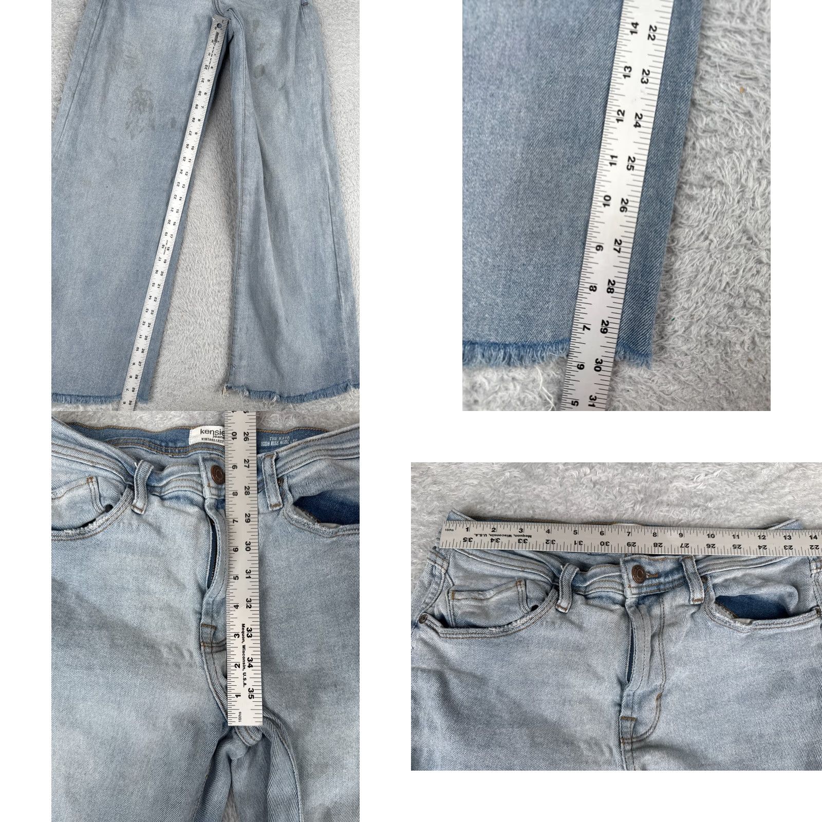 Vintage Kensie Girl Wide Leg Jeans Womens 8 Blue Denim Mid Rise Distressed 28x30 90s Size 30" / US 8 / IT 44 - 8 Thumbnail