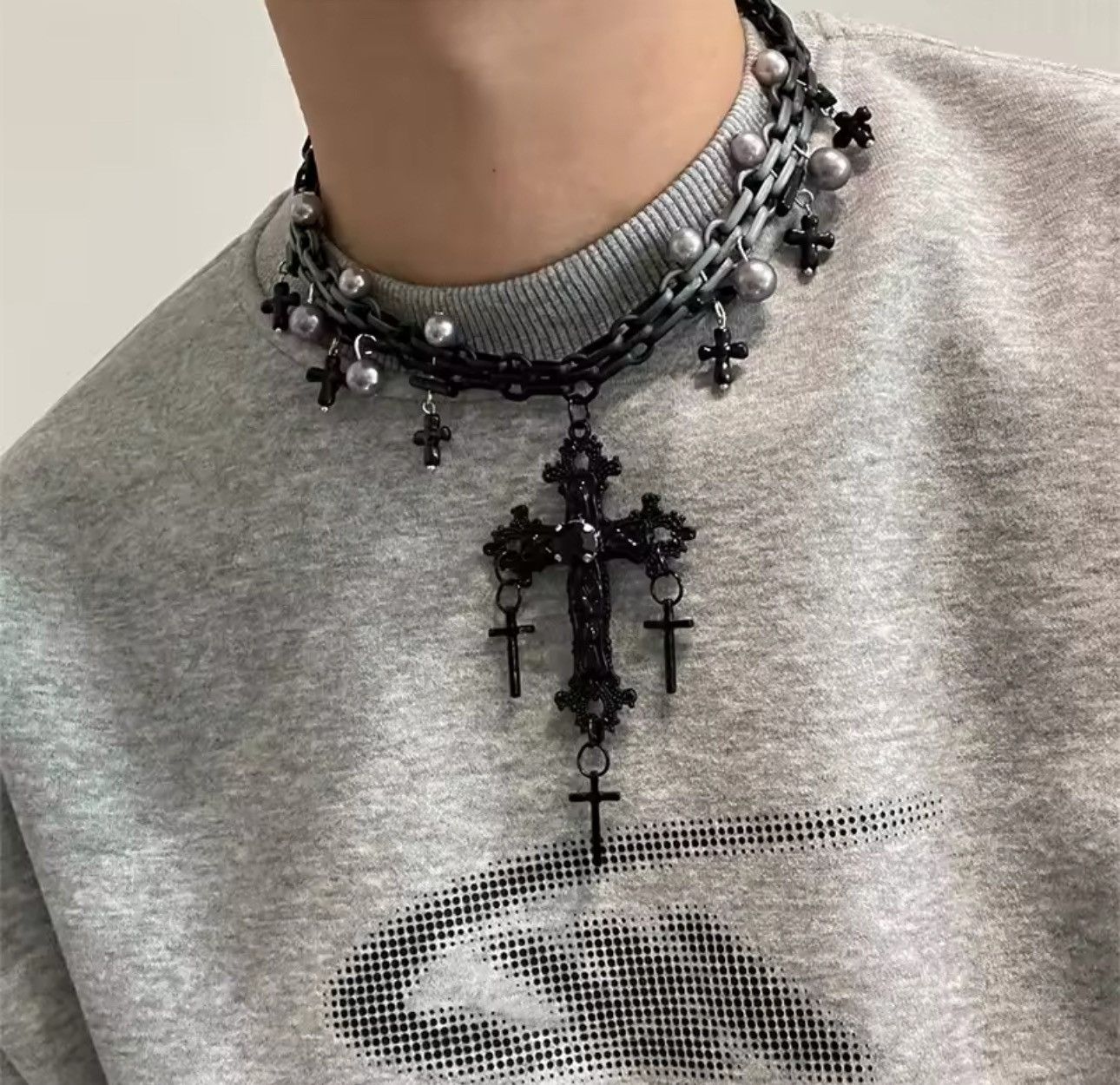 Jewelry Gothic Punk Streetwear Style Cross Chain Size ONE SIZE - 1 Thumbnail