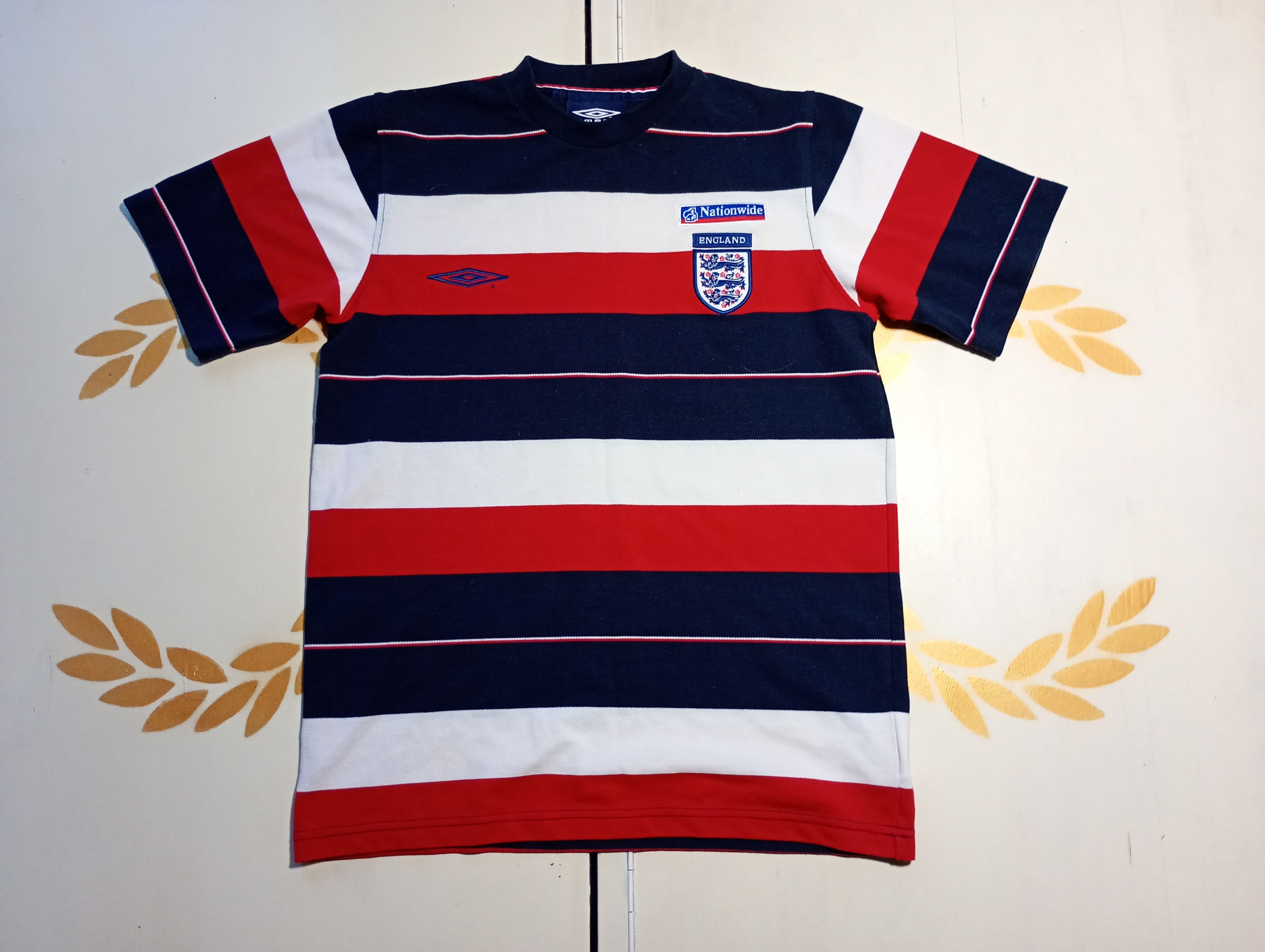 Umbro Vintage ENGLAND UMBRO Training Shirt 90s Navy Red Jersey