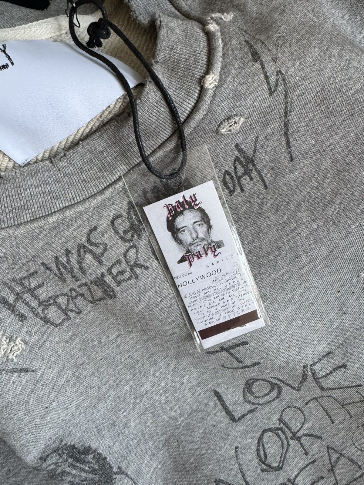 Paly Hollywood GRAPHIC DRAW PRINT DISTRESSED SWEATSHIRT Size US XXL / EU 58 / 5 - 11 Thumbnail