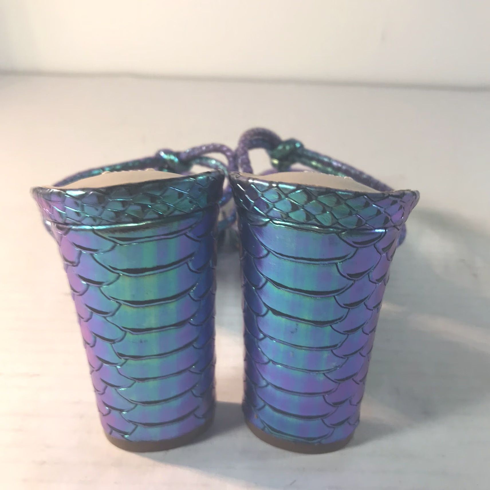 Steve Madden Steve Madden Unreal Iridescent Women's Leather Strappy Thong Heels Size 7B High Block Heel Summer Modern Going Out Size US 7 / IT 37 - 5 Thumbnail
