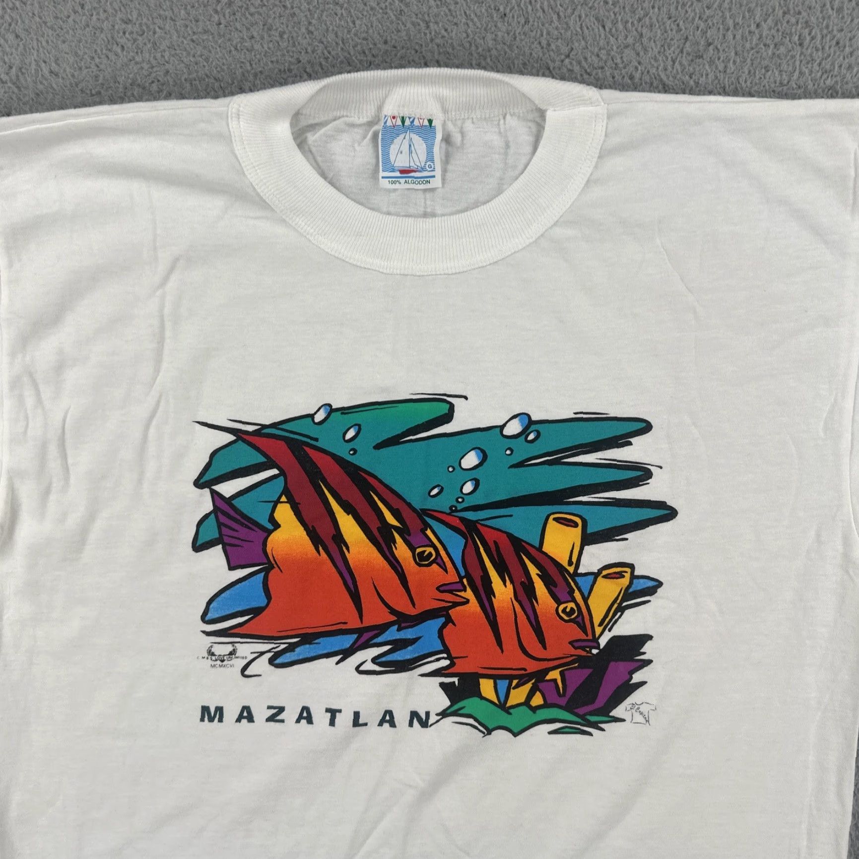 Vintage VINTAGE El Capitan T-Shirt Mens Cotton 90s Mazatlan Mexico White Short Sleeve Crew Neck Large Fun Beach Fish Art Holiday EUC Size US L / EU 52-54 / 3 - 5 Thumbnail