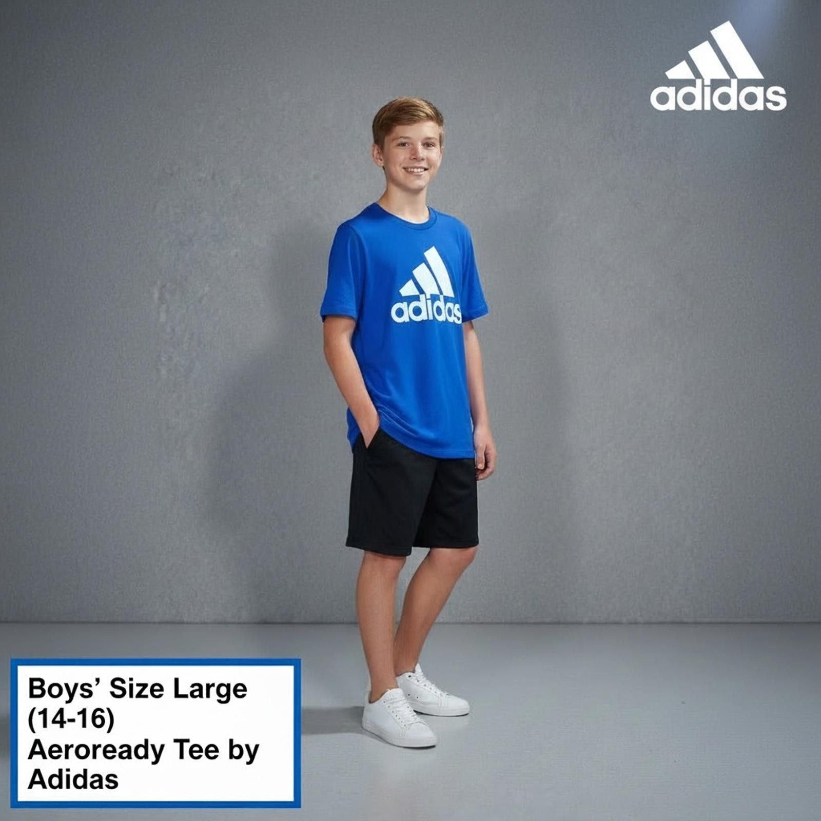 Adidas Adidas Boys' Large (14-16) Aeroready Blue T-Shirt Size US L / EU 52-54 / 3 - 2 Thumbnail