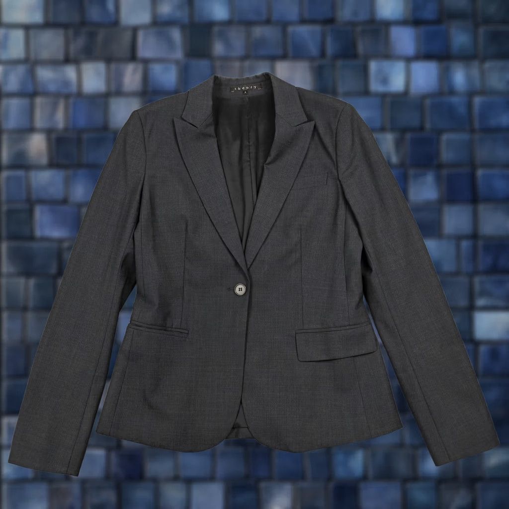 Theory Theory Womens Blazer 6 Gray Gabe B Tailor One Button Lined Jacket Workwear Size M / US 6-8 / IT 42-44 - 1 Thumbnail