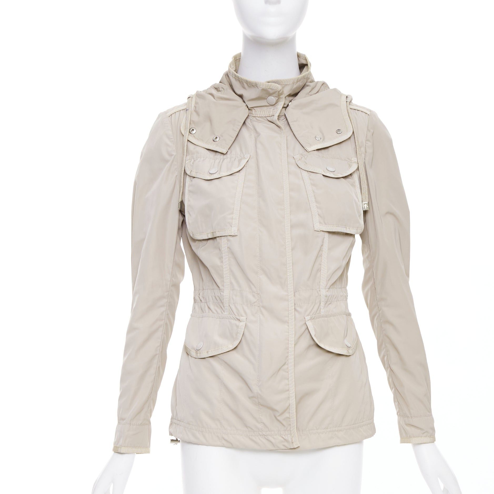 Moncler MONCLER Roxane Giubotto beige nylon military cargo pocket jacket Sz.0 XS Size XS / US 0-2 / IT 36-38 - 1 Thumbnail