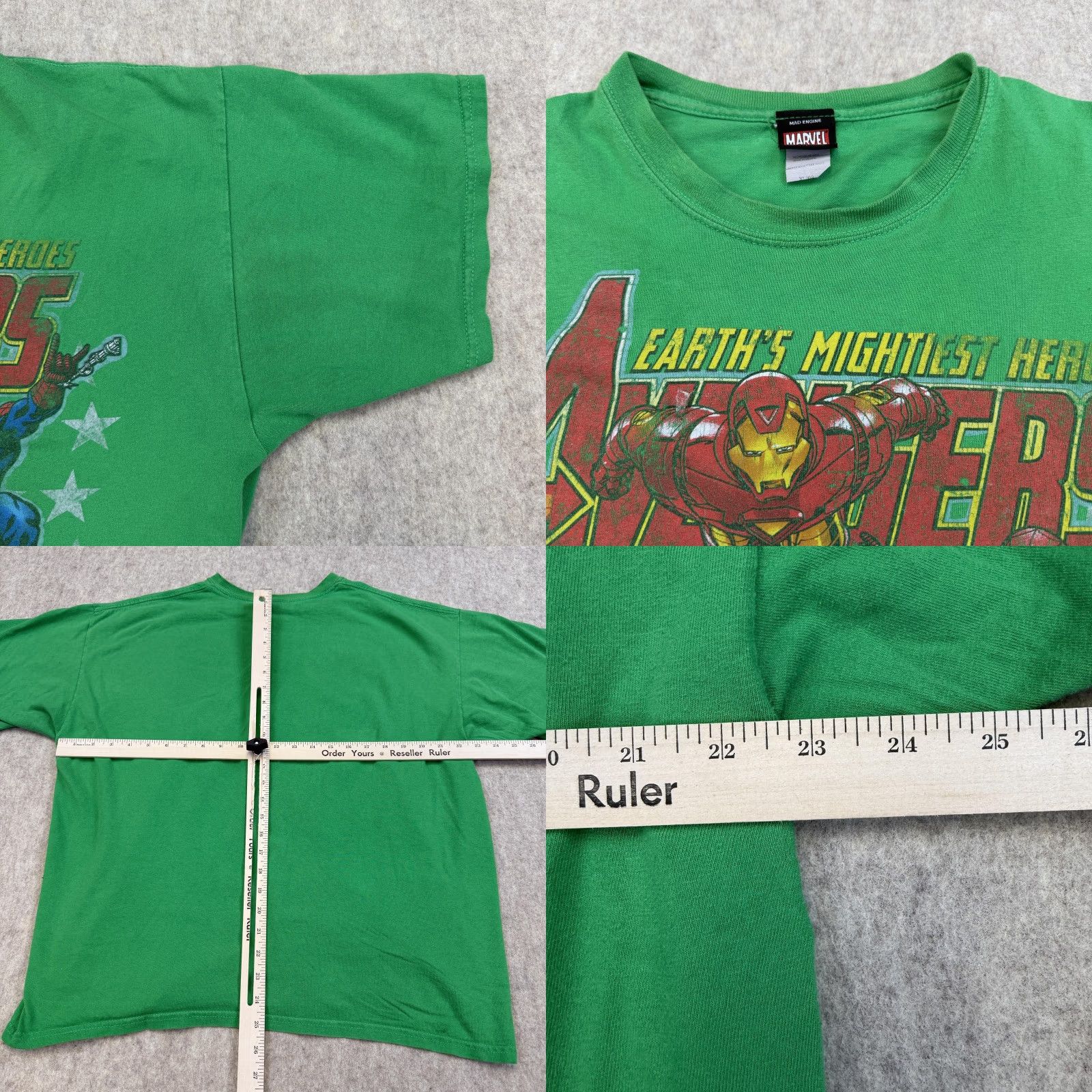 Vintage Marvel Avengers Assemble Men XL Hulk Ironman Captain Spider Wolverine T-Shirt Green Crew Neck Short Sleeve Graphic Print Size US XL / EU 56 / 4 - 10 Thumbnail