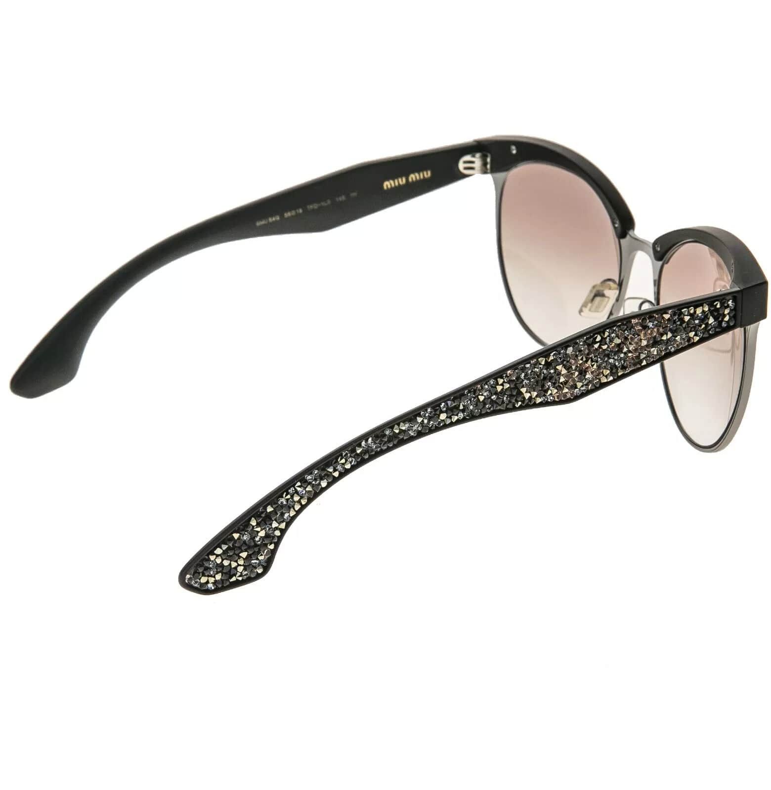 Miu Miu MIU MIU STARDUST 54Q Gray Brown Pave Stud Sunglasses MU54QS Size ONE SIZE - 8 Thumbnail