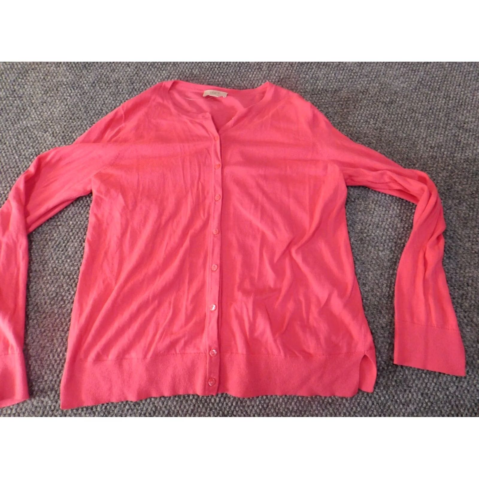Loft Ann Taylor Loft Cardigan Shirt Women M Pink Knit Crew Neck Pullover Casual Rib Knit Long Sleeve Buttons Cotton Stretch Modern Fall Spring Winter Size M / US 6-8 / IT 42-44 - 2 Thumbnail