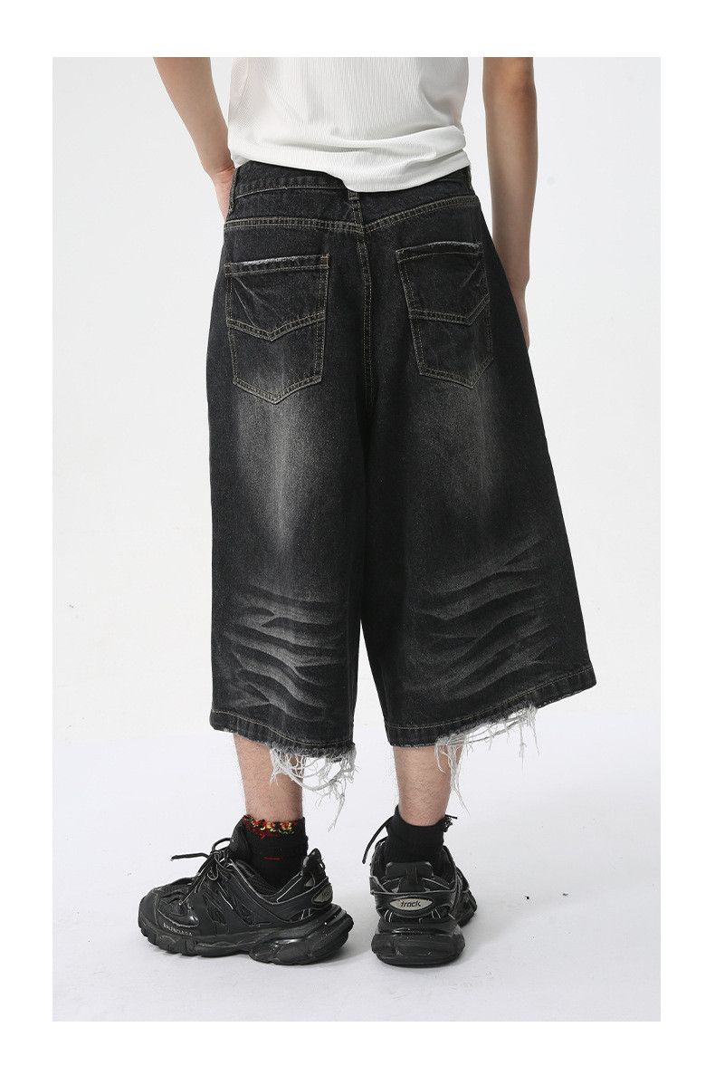 Japanese Brand × Jean Black Vintage Straight Washed Ripped Denim Shorts Size US 32 / EU 48 - 6 Thumbnail