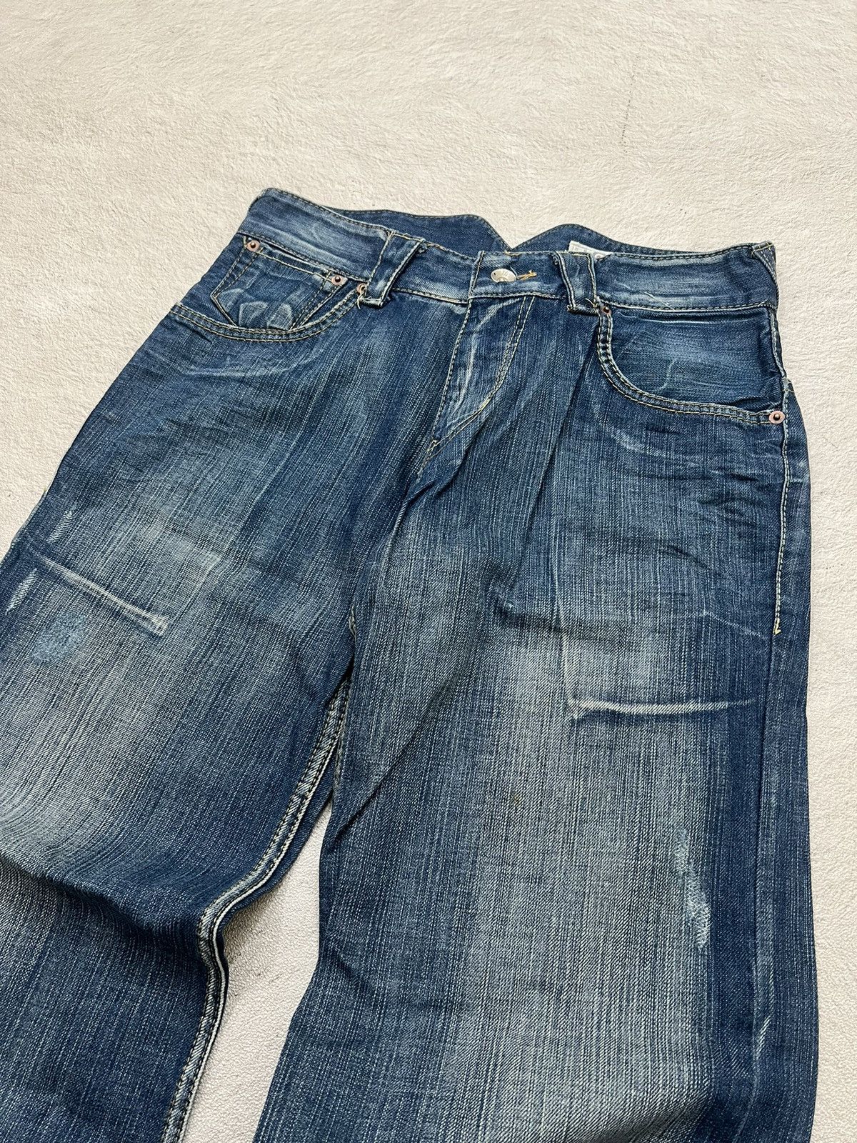 Number (N)ine 2000s Japanese Hysteric Buckle Back Wash Jeans Wide y2k Lgb Size US 29 - 4 Thumbnail