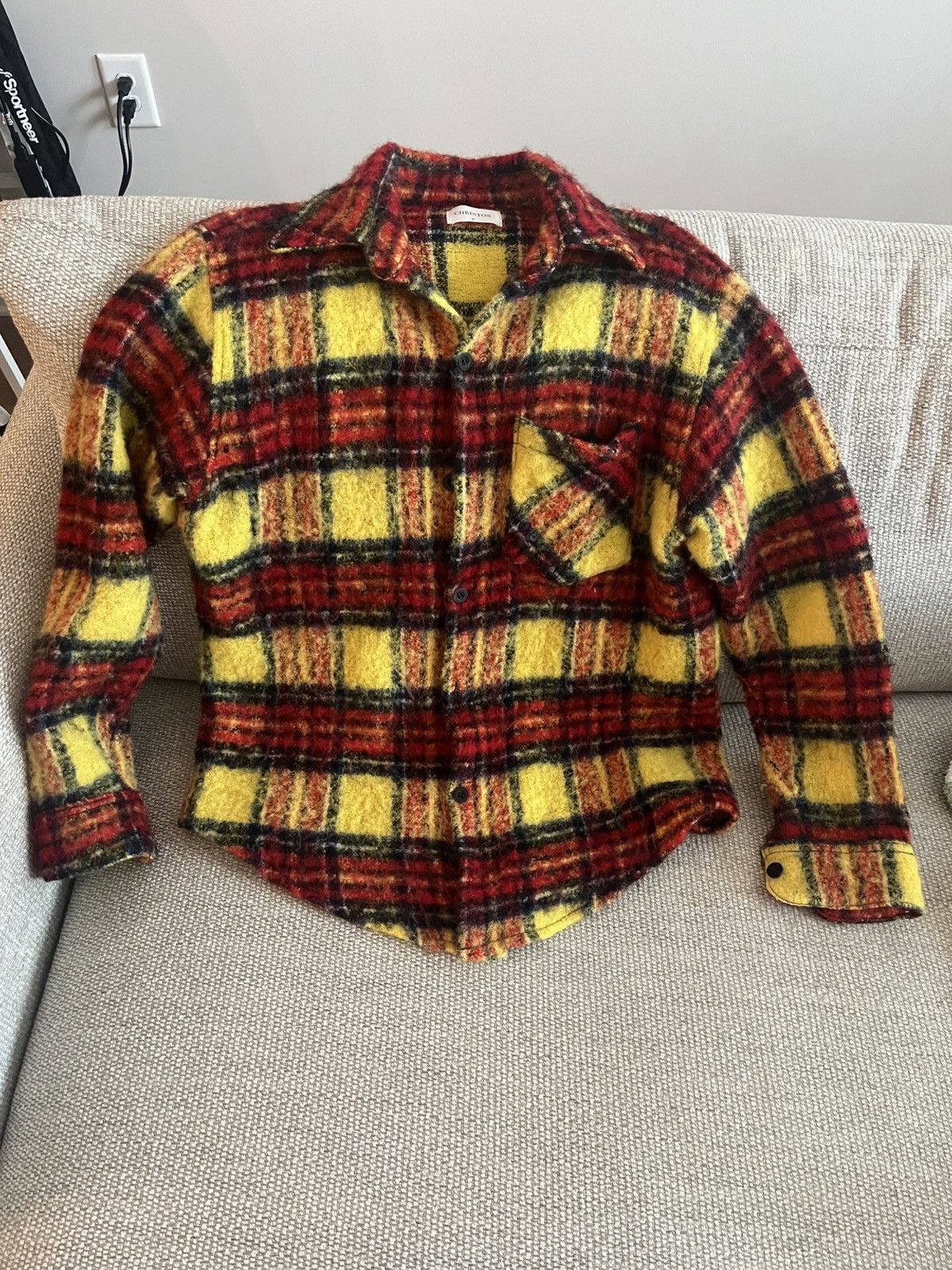 Christos New York Christos New York Red/Yellow Mohair Wool Flannel Size US M / EU 48-50 / 2 - 1 Thumbnail