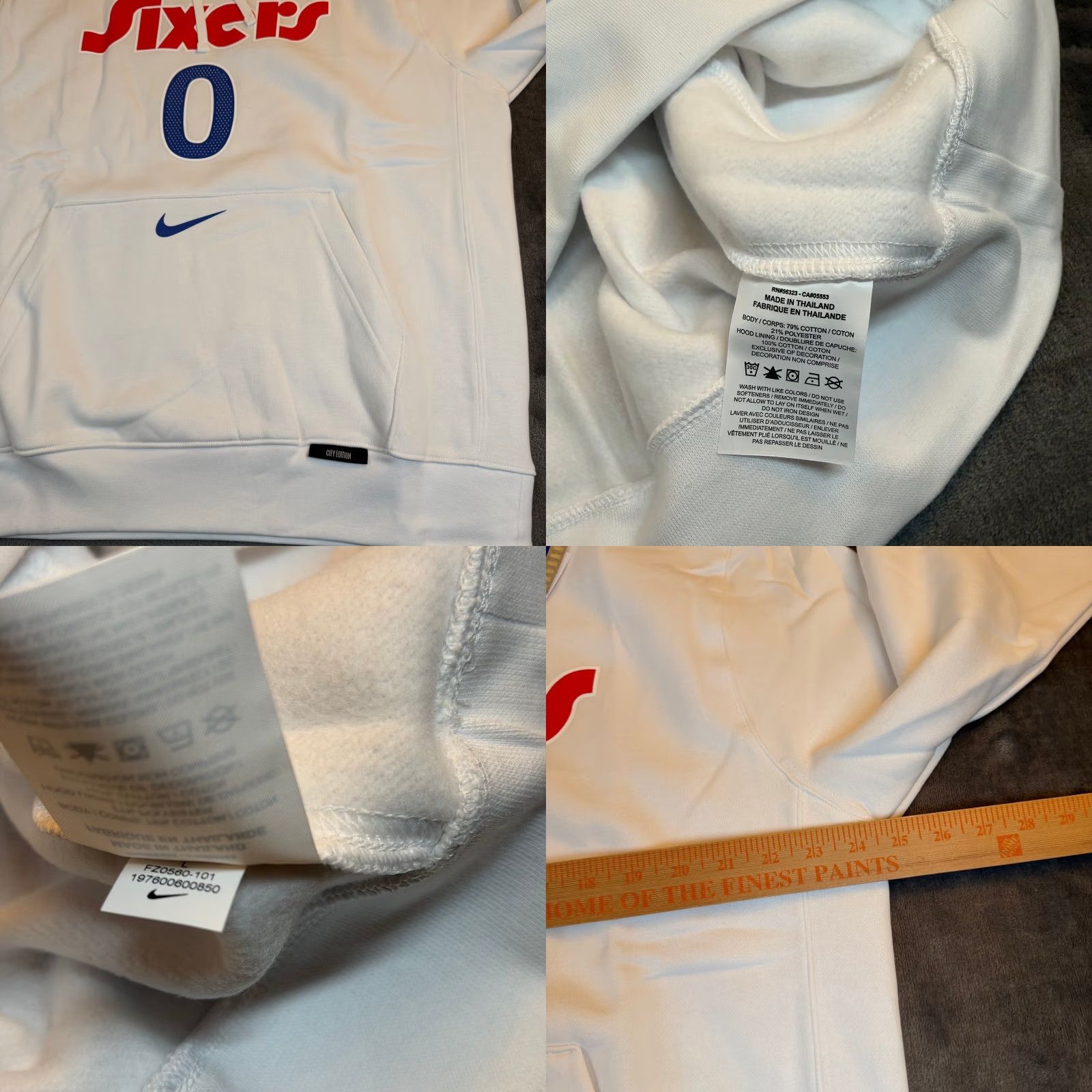 Nike Nike Philadelphia 76ers City Edition Hoodie Mens L White FZ0560-101 NWT Size US L / EU 52-54 / 3 - 8 Thumbnail