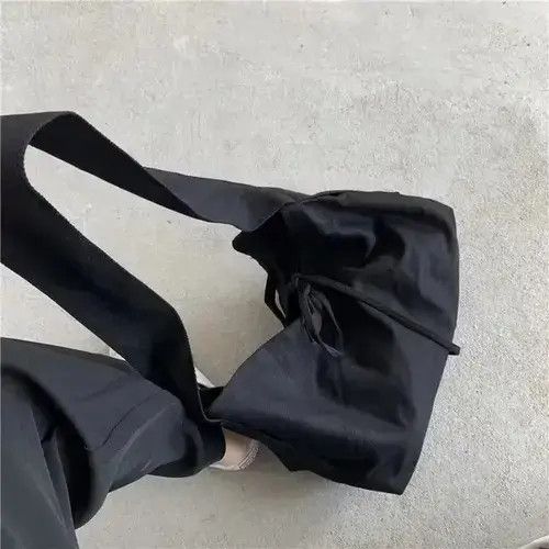 Vintage Loose Fit Black Burlap Shoudler Tote Bag, Men's