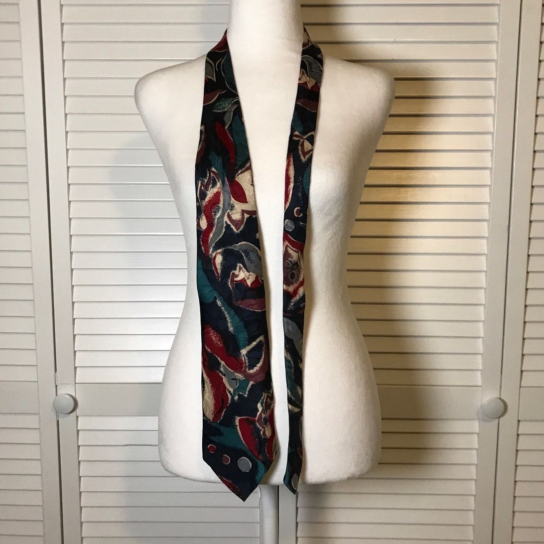 Other JT Beckett Black Abstract Classic Wide Men Necktie Size ONE SIZE - 2 Thumbnail