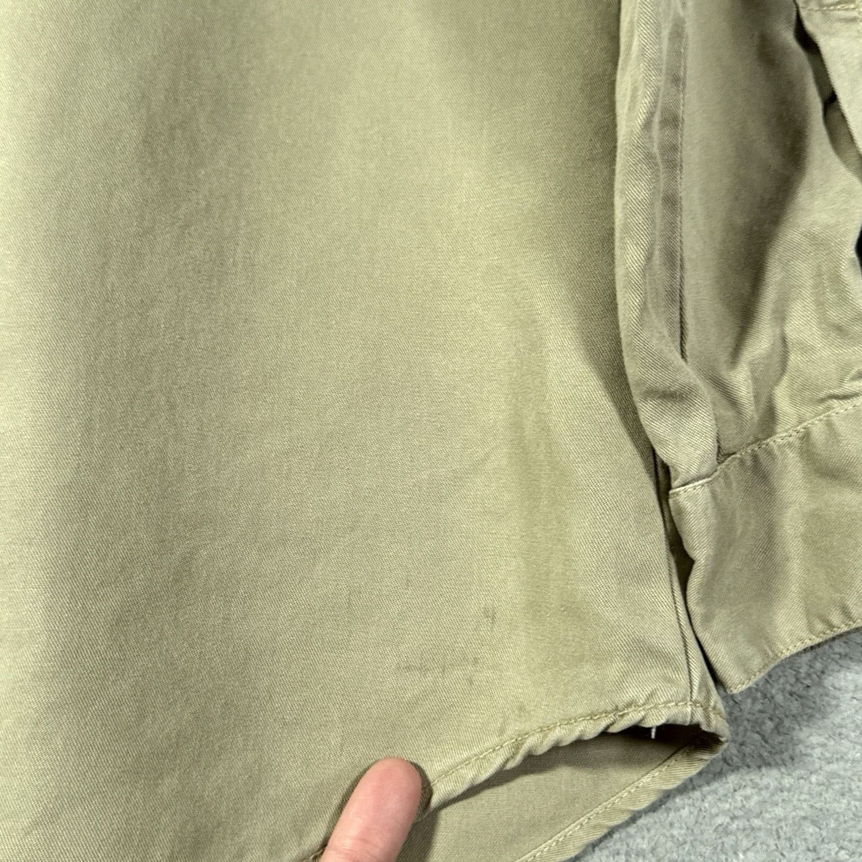 Zara Zara Shirt Womens XS Khaki Military Style Button-Up Long Sleeve Collared Beaded Studded Pockets Boho Streetwear Size XS / US 0-2 / IT 36-38 - 3 Thumbnail