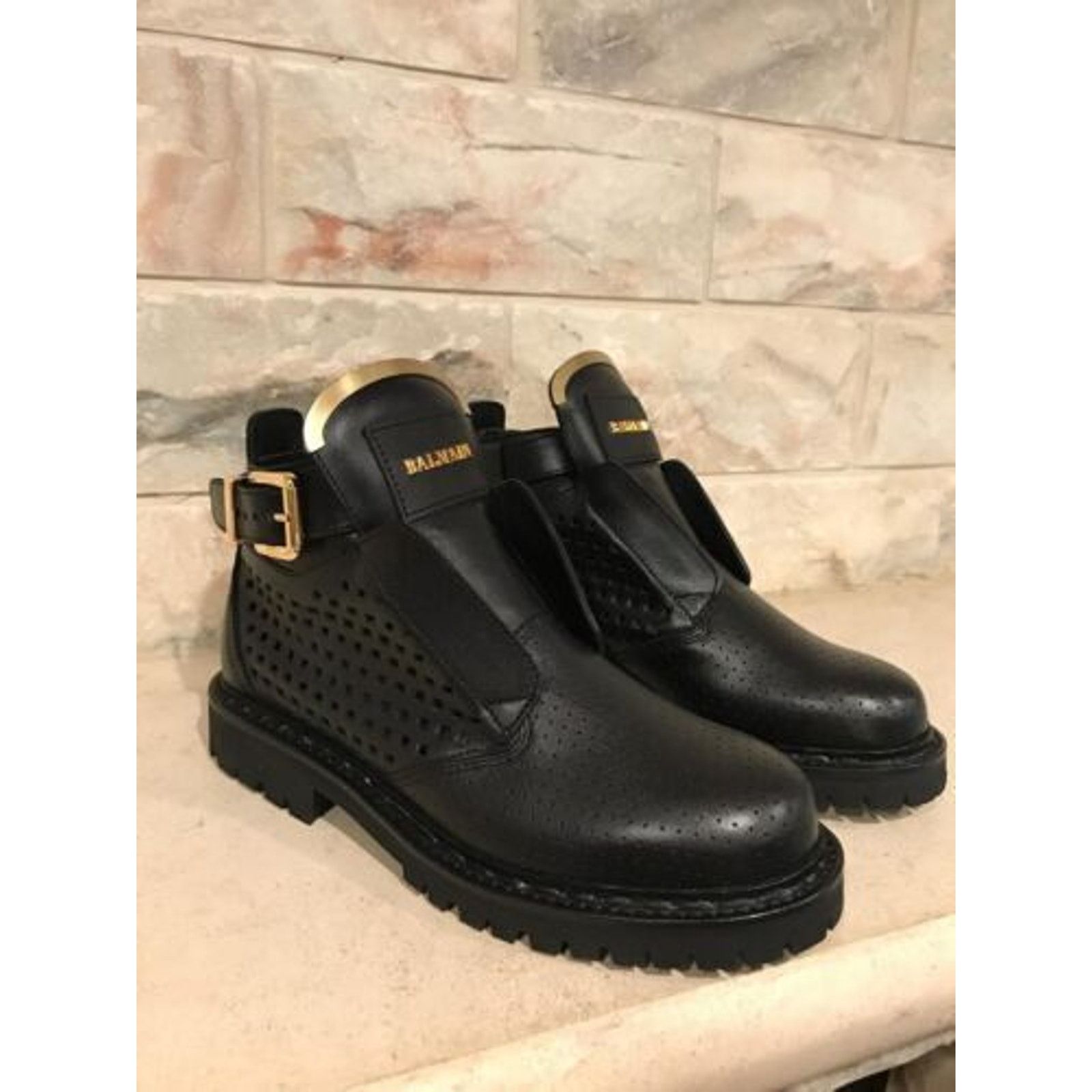 Balmain Balmain King Taiga Ranger Perforated Gold Biker Boots 36 Grailed