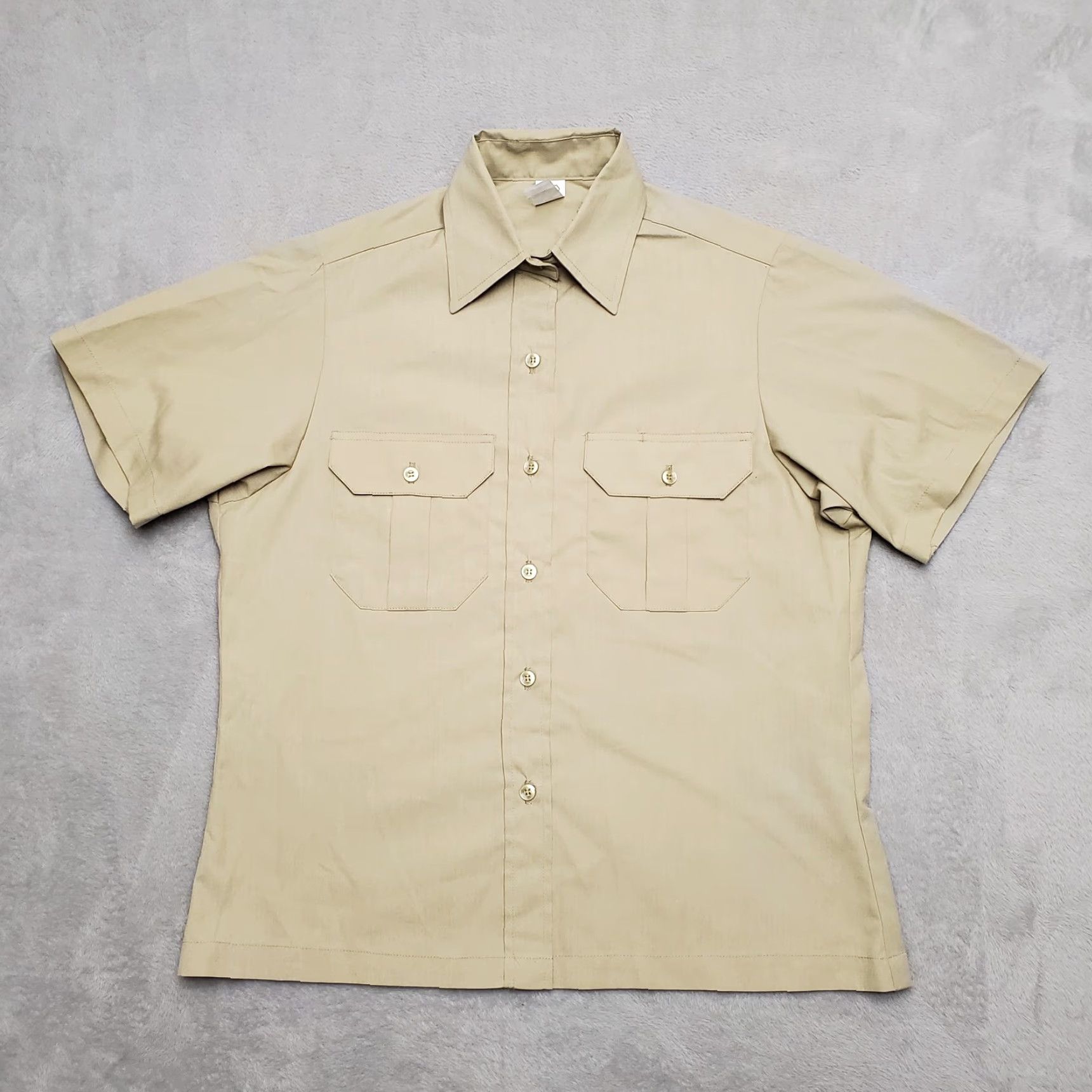 Vintage VINTAGE EXECUTIVE APPAREL, INC. Shirt Womens 12 Beige Safari Western Utility Forrest Park Marine SS Collared Pockets UV Basic Outdoor Casual Size XL / US 12-14 / IT 48-50 - 2 Thumbnail