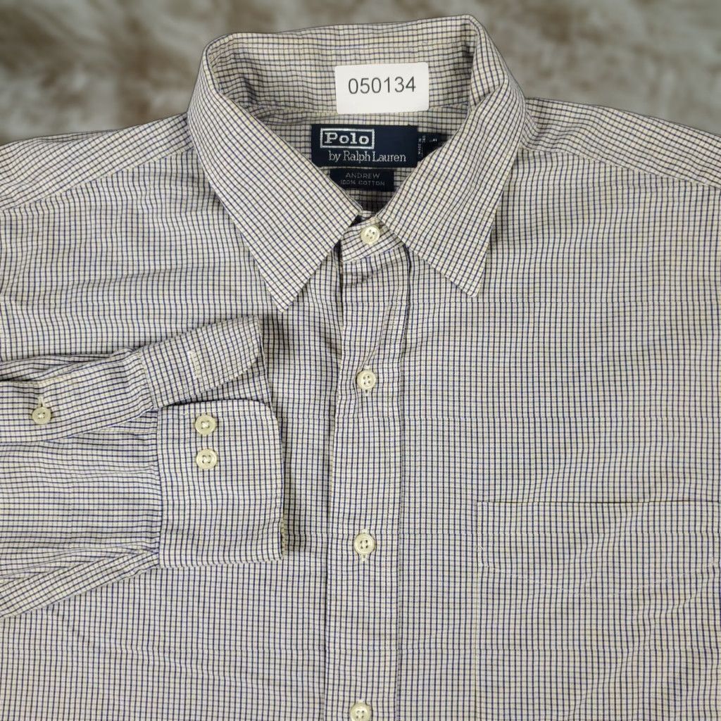 Ralph Lauren Ralph Lauren Shirt Dress Shirt Mens 16.5 Blue Yellow Check Long Sleeve Button-Down Non-Iron Pockets Size 42R - 1 Thumbnail