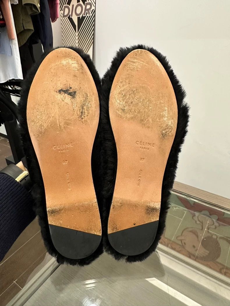 Celine Celine Black Fur Moccasin Slippers Size US 7.5 / EU 40-41 - 5 Thumbnail