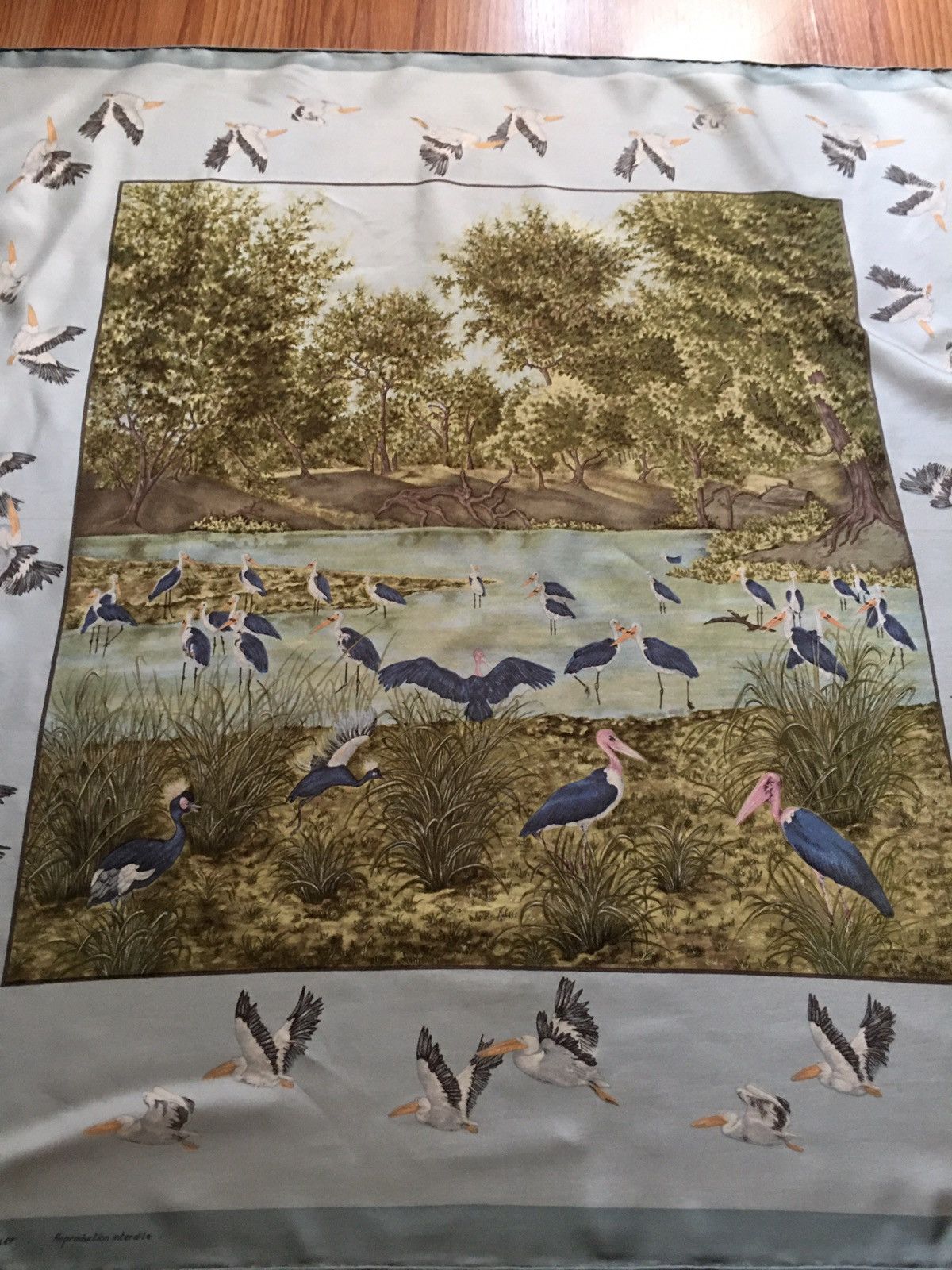 Vintage J. et F. Sommer. Vintage 1960 Marabou Motif Silk Scarf Size ONE SIZE - 2 Thumbnail