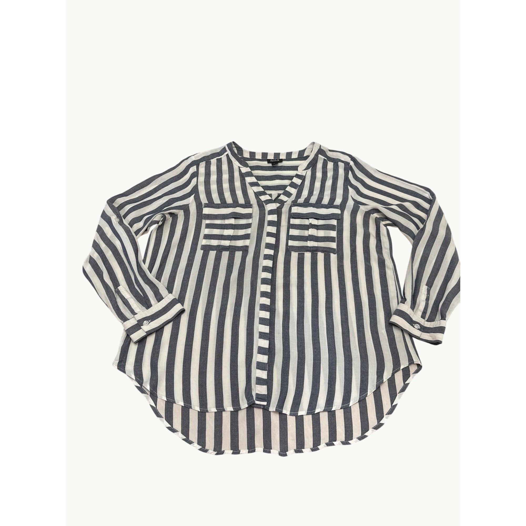 Other A.N.A. Striped Long Sleeve Rayon Blouse Size Large Breathabl Size L / US 10 / IT 46 - 7 Thumbnail