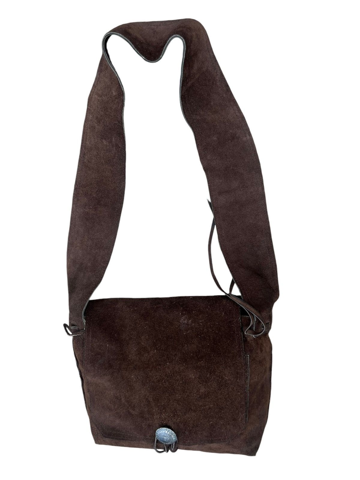 Japanese Brand Vintage Unknown Japan Brand Brown Suede Leather Bag Size ONE SIZE - 10 Thumbnail