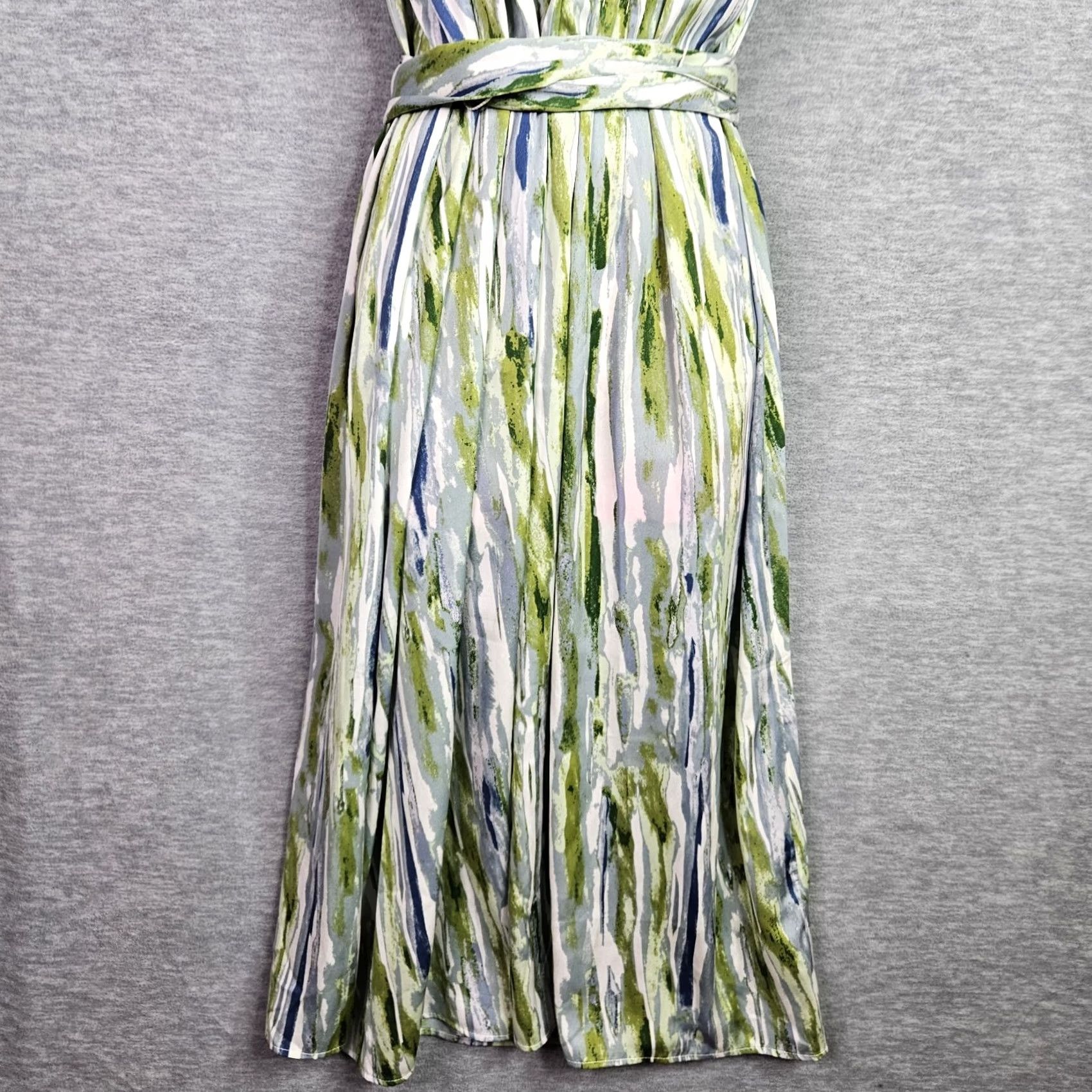 Banana Republic Banana Republic Women's XS Tall Maxi Dress Belted Multicolor Green Blue Abstract Sleeveless V-Neck A-Line All Season Dress New Size XS / US 0-2 / IT 36-38 - 4 Thumbnail