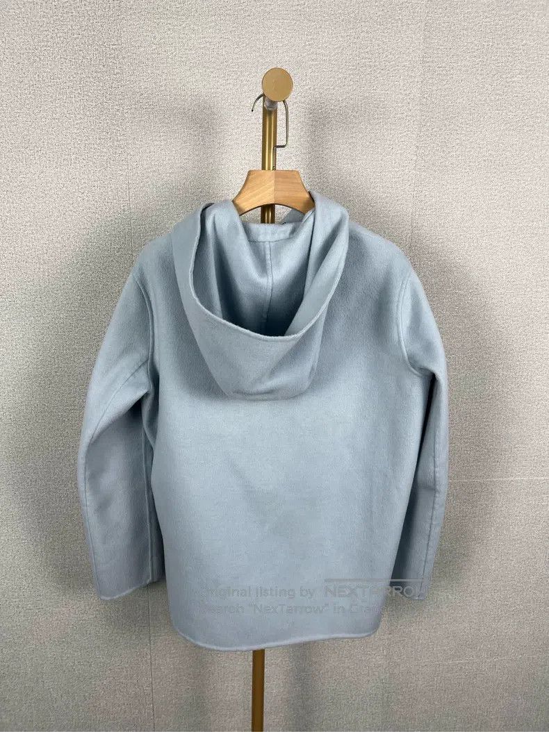 Hermes Hermes Blue Hooded Long Sleeve Wool Coat Size XS / US 0-2 / IT 36-38 - 2 Thumbnail
