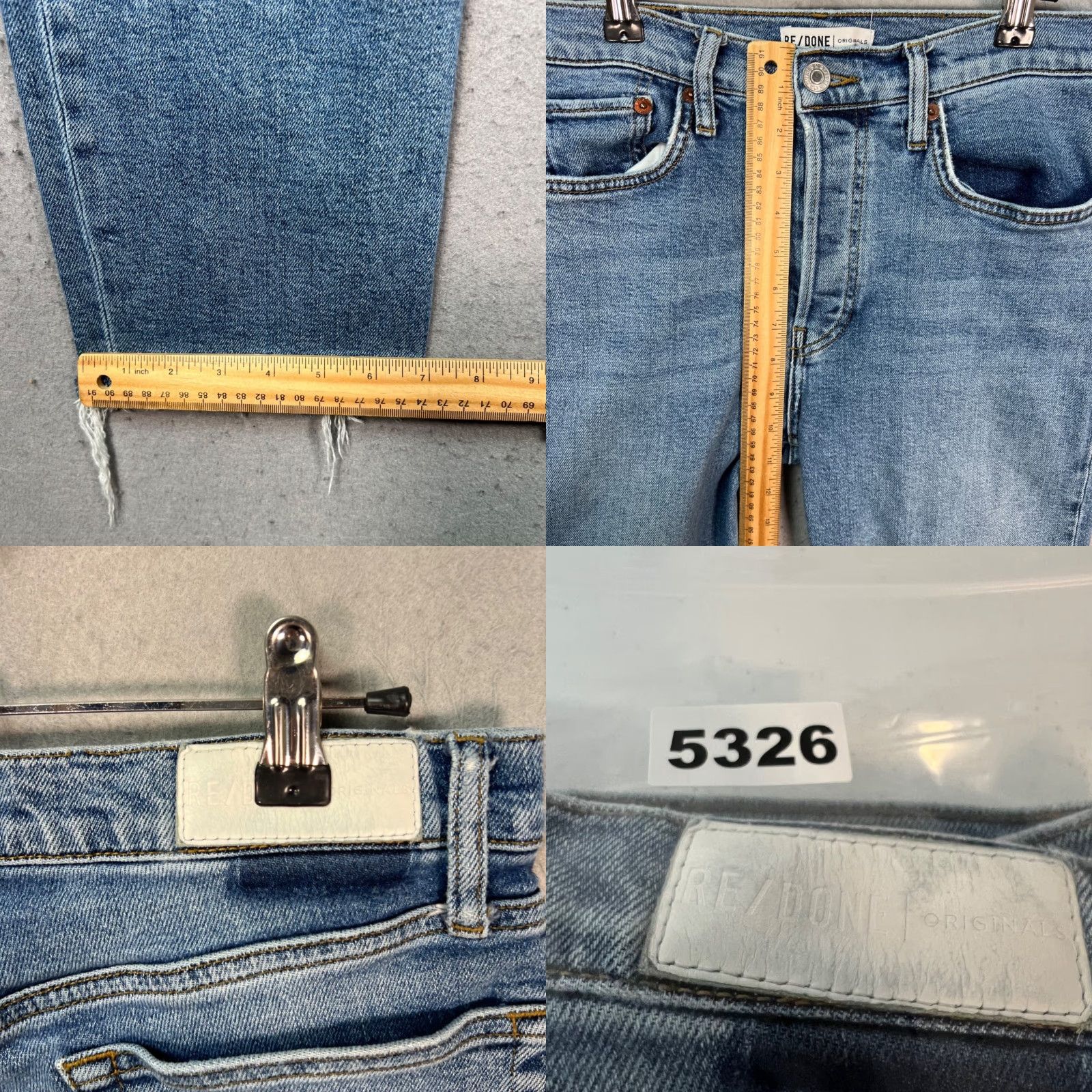 RE/DONE Re/Done Originals Womens Jeans 27 Distressed Straight Leg Denim w/ Raw Hem 5-Pocket 90s Vintage Style Womens Size 27" / US 4 / IT 40 - 8 Thumbnail