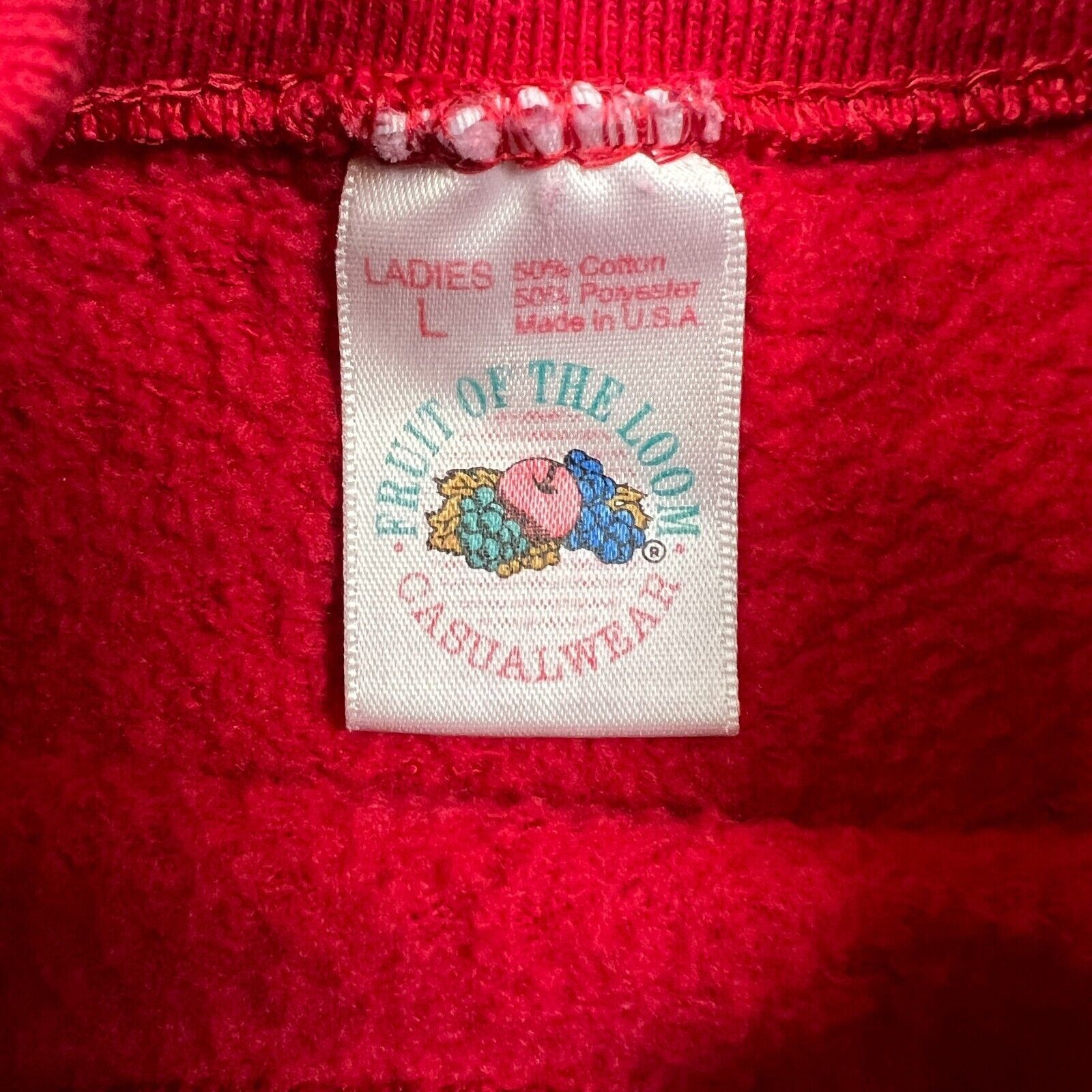 Fruit Of The Loom × Vintage Vintage Fruit of The Loom Sweatshirt Large USA Blank 90s Size L / US 10 / IT 46 - 6 Thumbnail