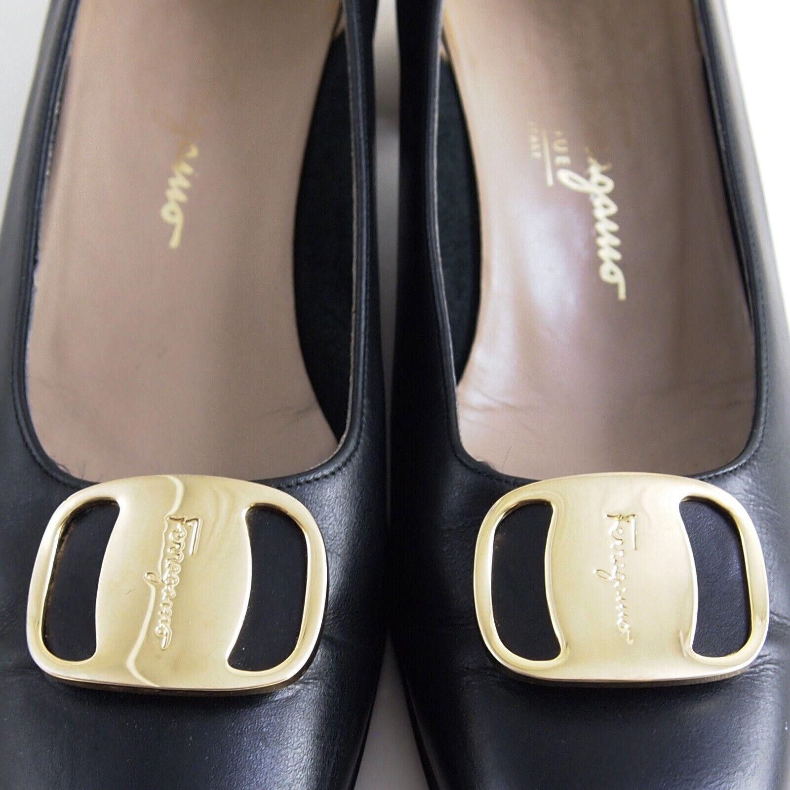 Salvatore Ferragamo Ferragamo Vara Mid Heel Pumps Black US 8 EU 38 M Size US 8 / IT 38 - 2 Thumbnail