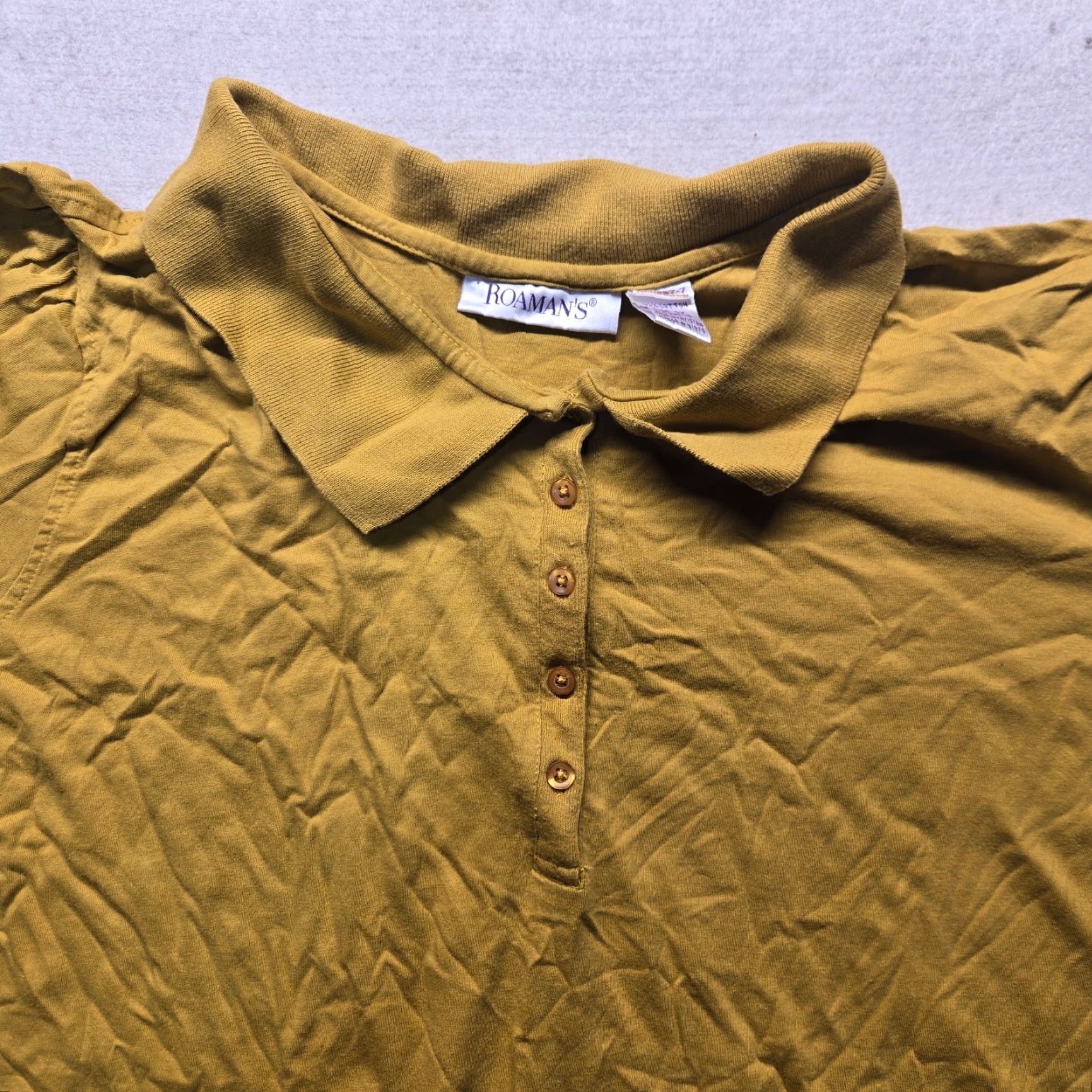 Vintage VINTAGE Roaman's Shirt Plus 4X Adult Women's Yellow Long Sleeve Mock Neck Casual Knit Cotton Polyester All Seasons 80s 90s Classic Retro USA Womens Size XXL / US 16-18 / IT 52-54 - 2 Thumbnail