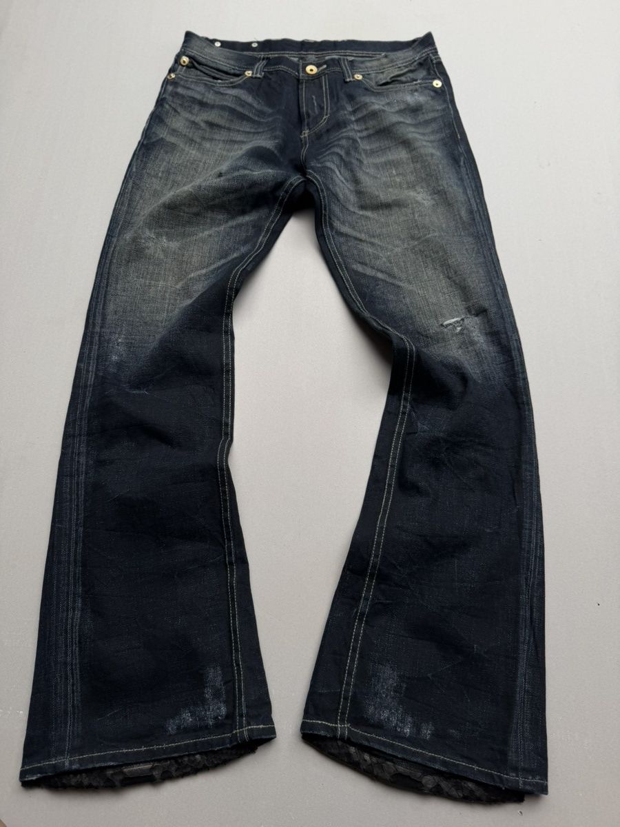 Japanese Brand SEMANTIC DESIGN lace up flare jeans Size US 31 - 1 Thumbnail