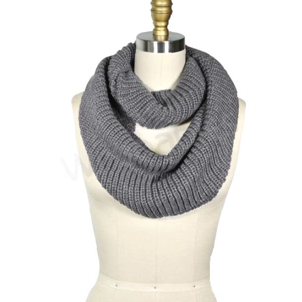 Vintage Wrapables Infinity Scarf Gray Winter Knit Acrylic Women 46" Circumference 10.5"W Size ONE SIZE - 2 Thumbnail
