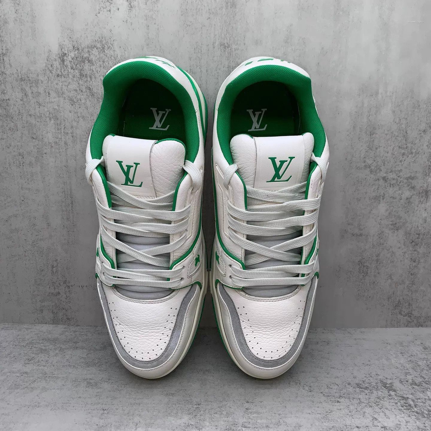 Louis Vuitton Lv Trainer Green Cement White Green Sneaker 42.5 95 New Size US 9.5 / EU 42-43 - 6 Thumbnail