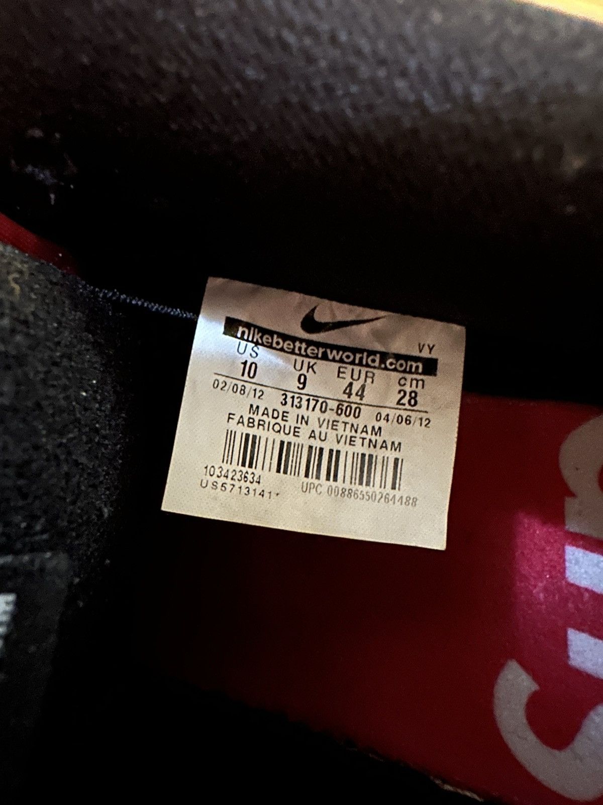 Supreme Red Cement Dunks - 2012 - sz 10