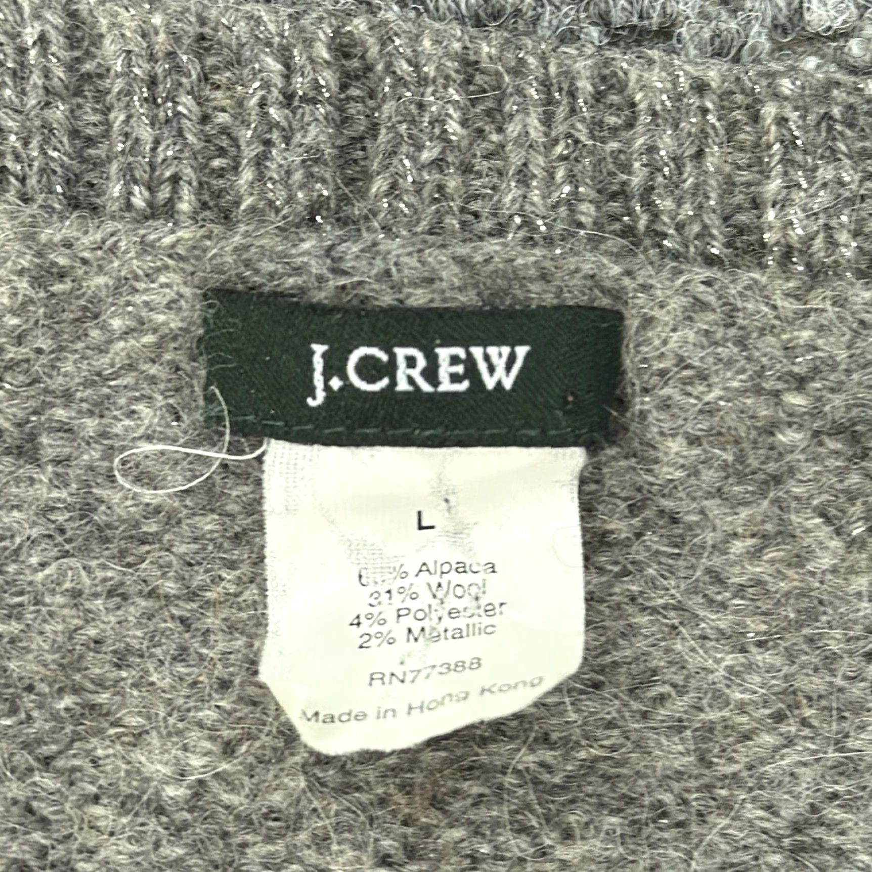 J.Crew J Crew Sweater Womens Large Gray Alpaca Wool V Neck Metallic Knit Pullover Size L / US 10 / IT 46 - 3 Thumbnail