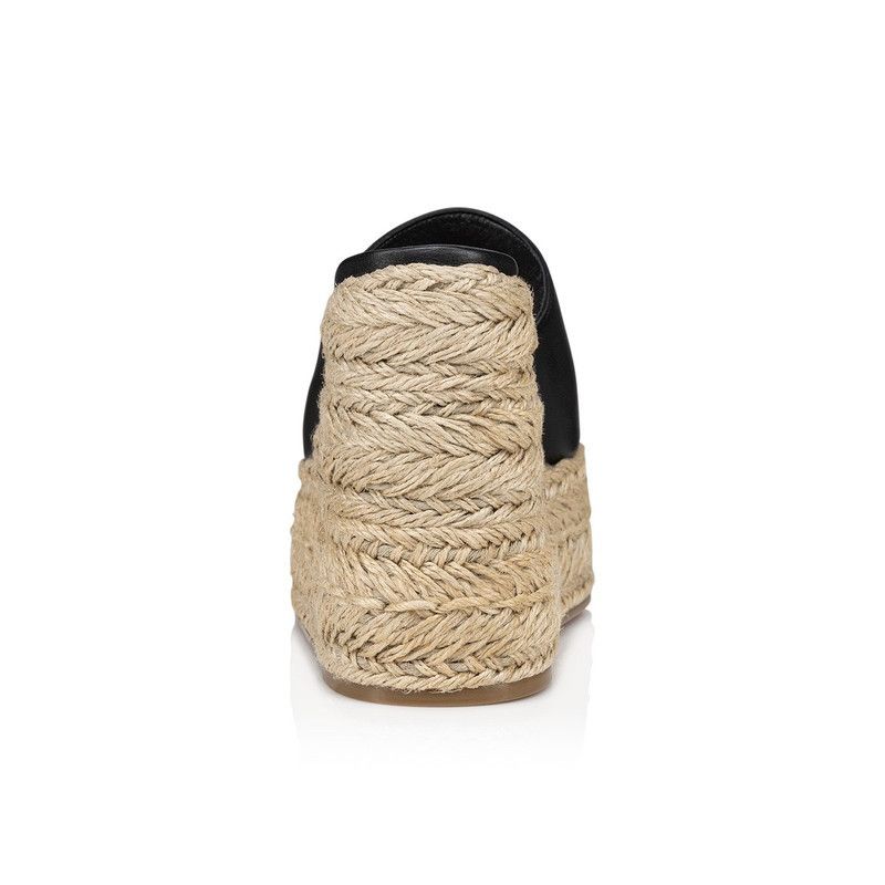 Christian Louboutin os11x0526 Ariella Zeppa 130mm Wedge Espadrilles Mules Black Size US 7 / IT 37 - 3 Thumbnail