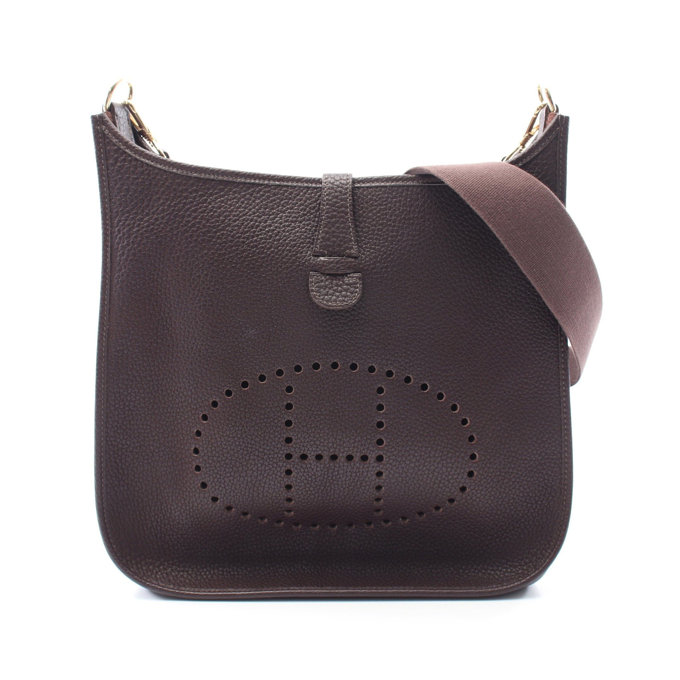 Hermes Evelyn One Ann Gm Havana Shoulder Bag Fjord Leather Dark Brown Gold Hardware □B Stamp (Manufactured Around 1998)