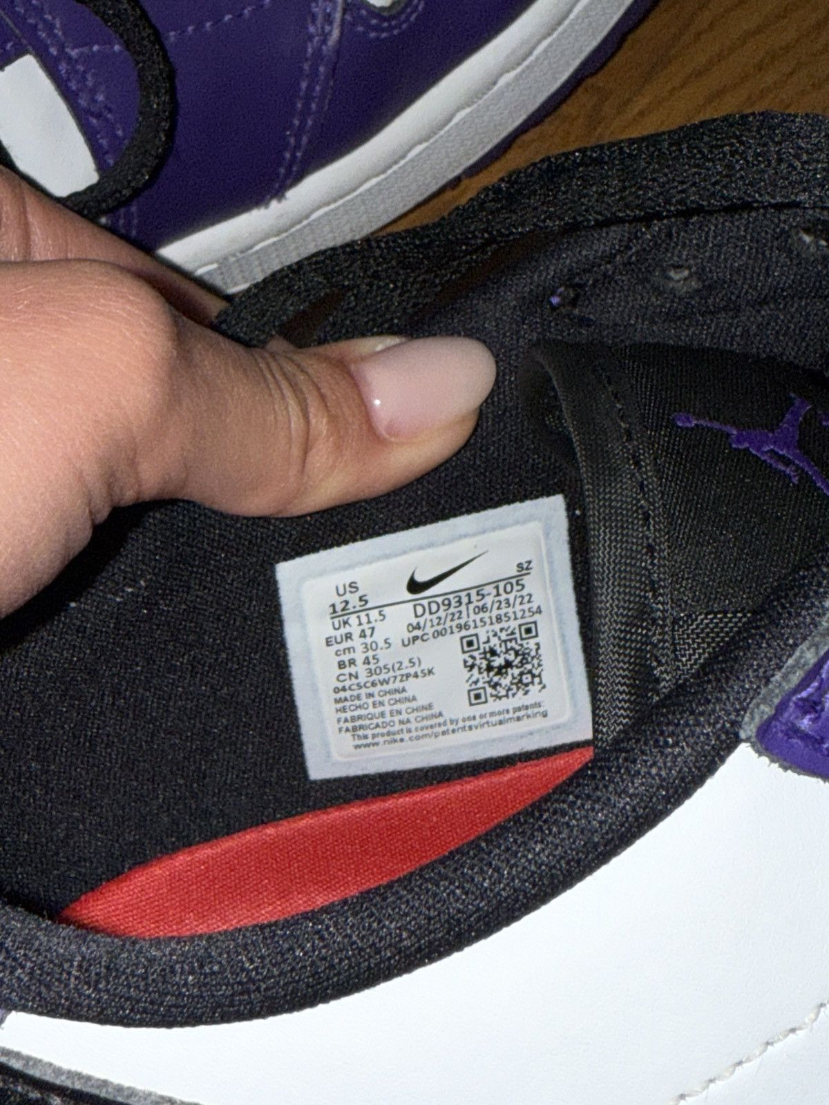 Nike Air Jordan 1 Low Golf "Court Purple Size US 12.5 / EU 45-46 - 9 Thumbnail
