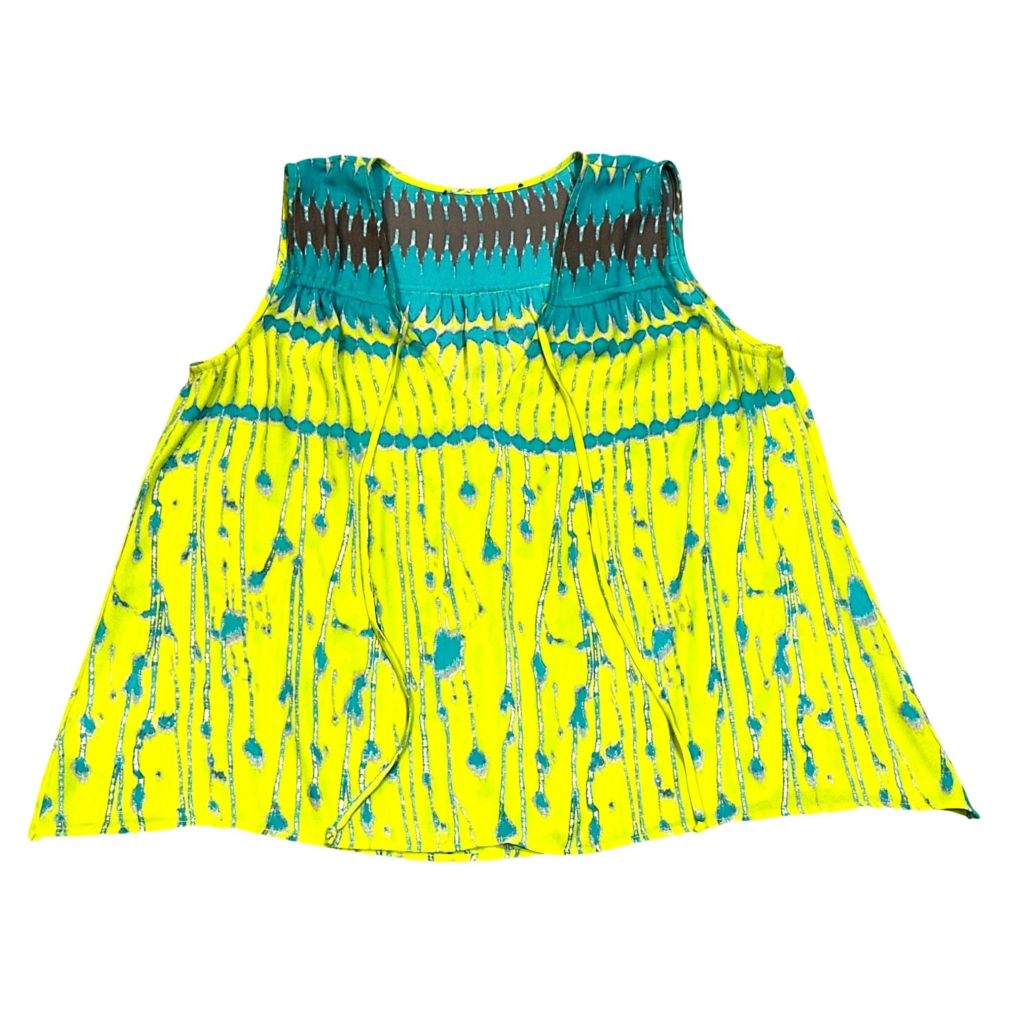 Other CCC Electric Lime Green Print Tank Tie Front Abstract Boho B Size M / US 6-8 / IT 42-44 - 6 Thumbnail