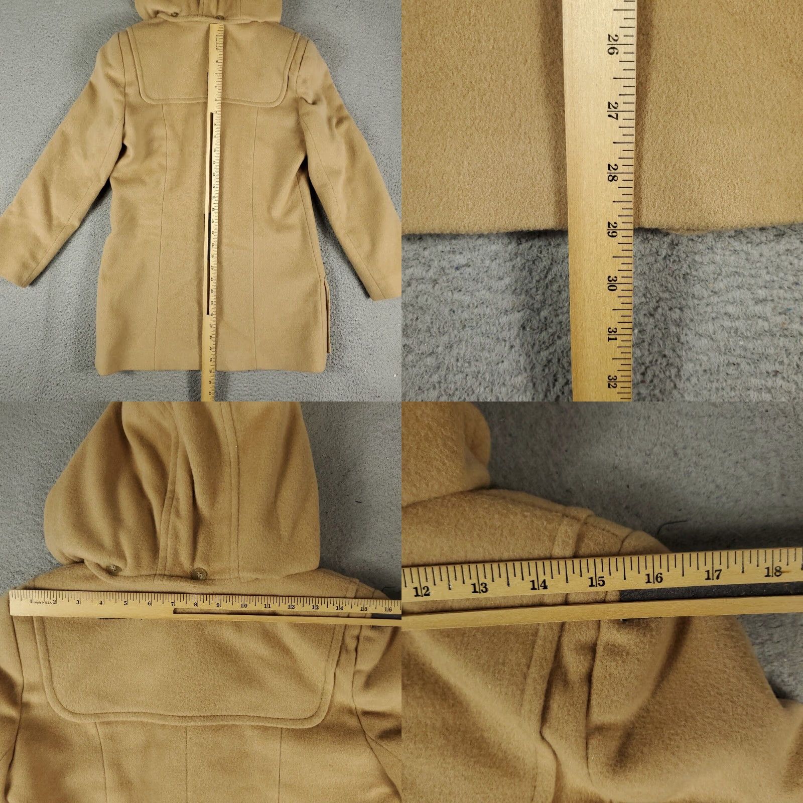 Camel VINTAGE Larry Levine Coat Women's Short Parka Wool Duffle Jacket Fall Winter Feminine Brown Size XS / US 0-2 / IT 36-38 - 8 Thumbnail
