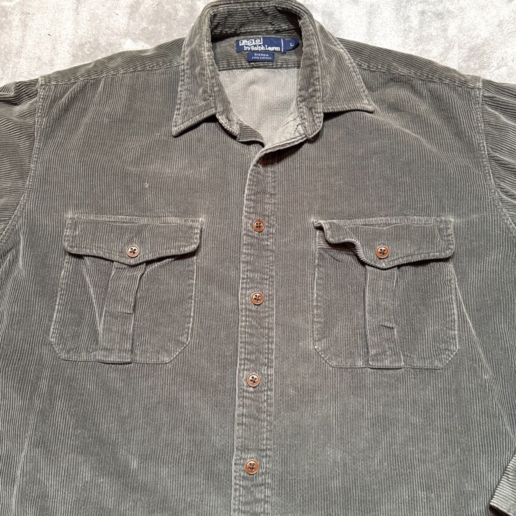 Polo Ralph Lauren VINTAGE Polo Ralph Lauren Sierra Shirt Mens L Green Corduroy Elbow Patch Shacket Safari/Military Button-Up Casual? Size US L / EU 52-54 / 3 - 2 Thumbnail